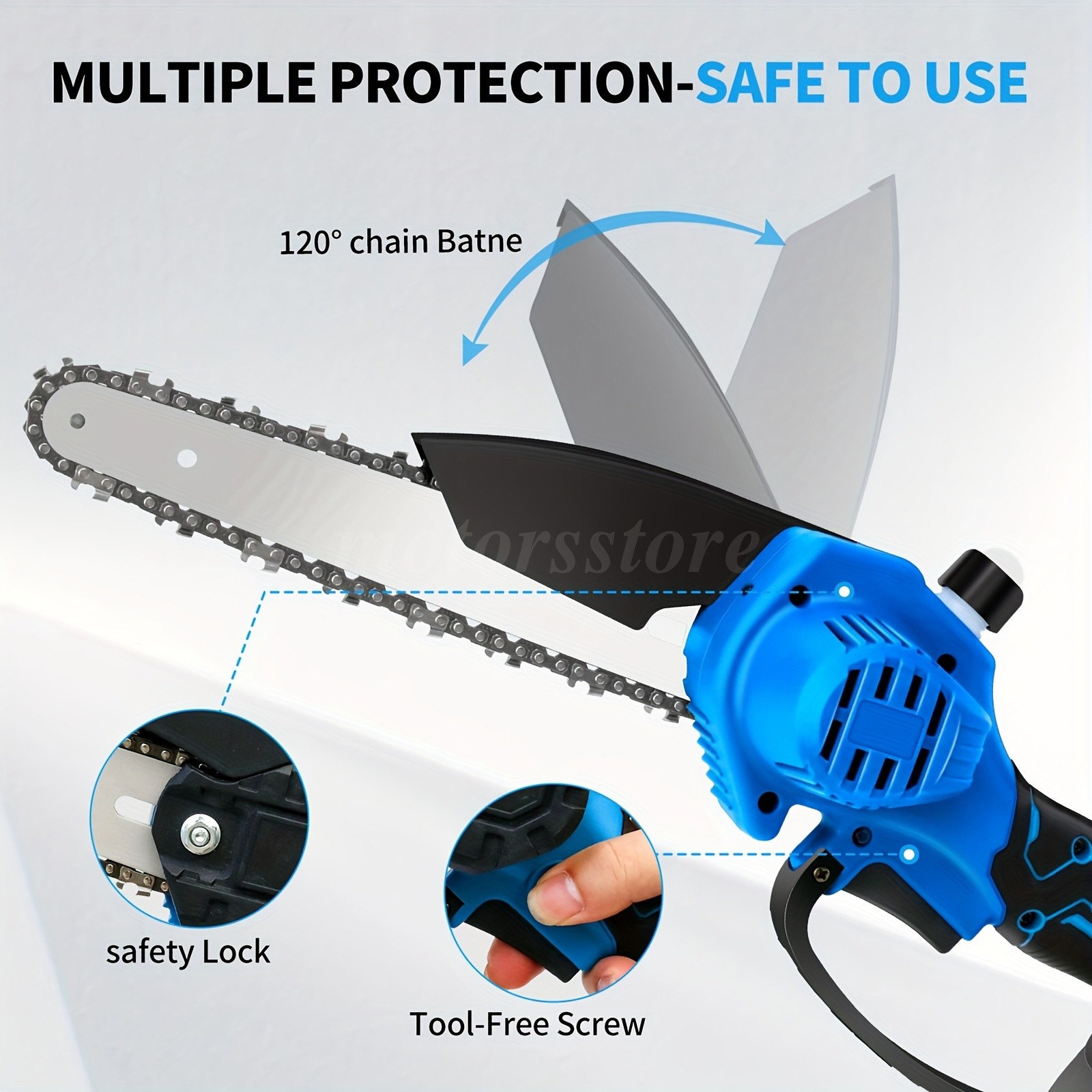 for Makita 8inch Electric Mini Chainsaw Cordless Handheld Saw 2 Battery + 3Chain
