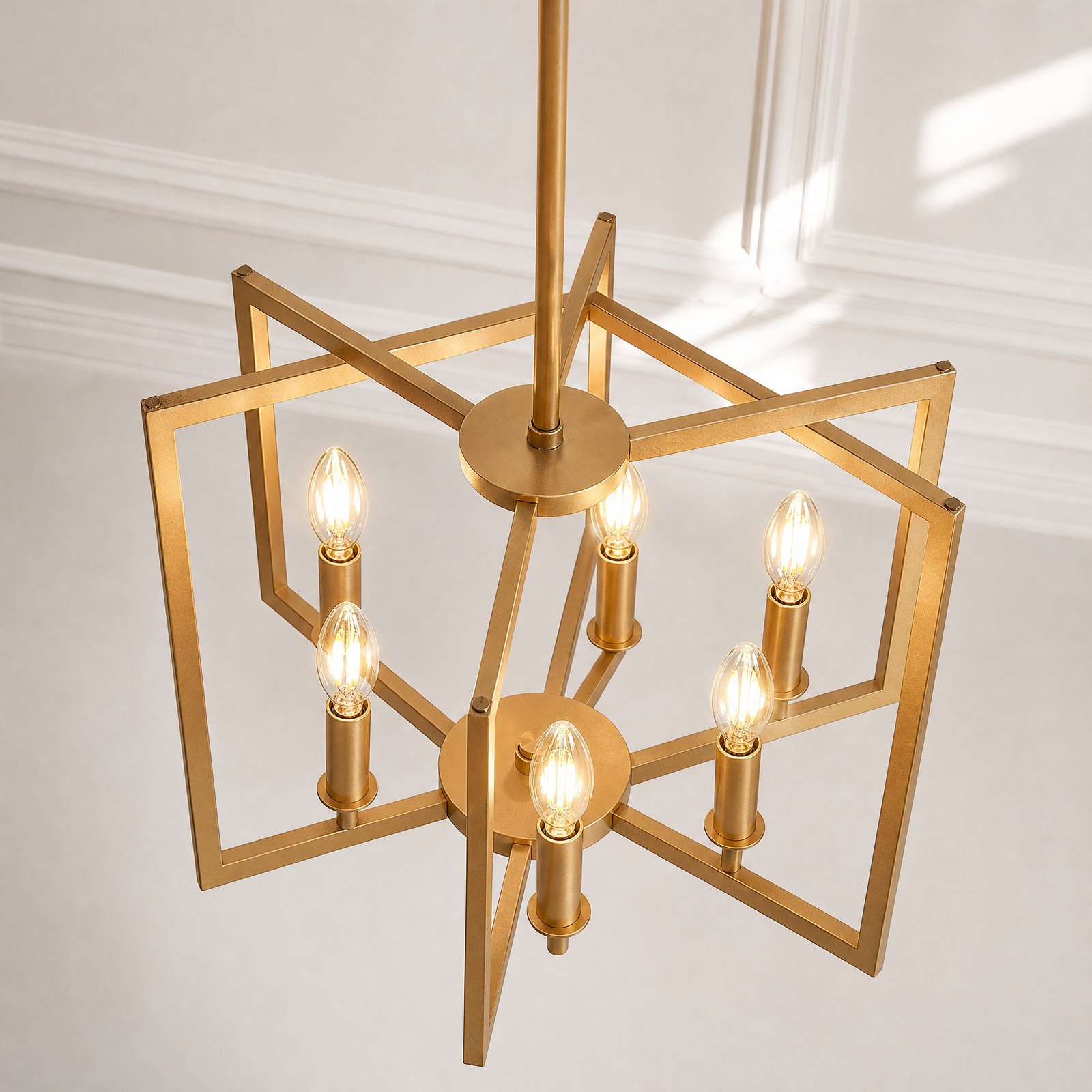 22 in Kitchen Living Room Industrial Gold LED Pendant Chandelier 6 Light Fixture