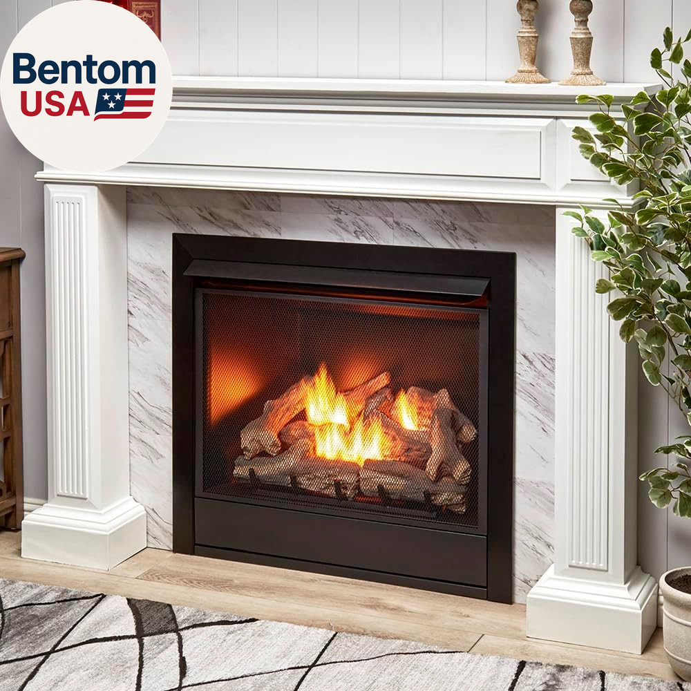 Dual Fuel Ventless Gas Fireplace Insert, Remote Control, 9 Fire Logs, Use with N