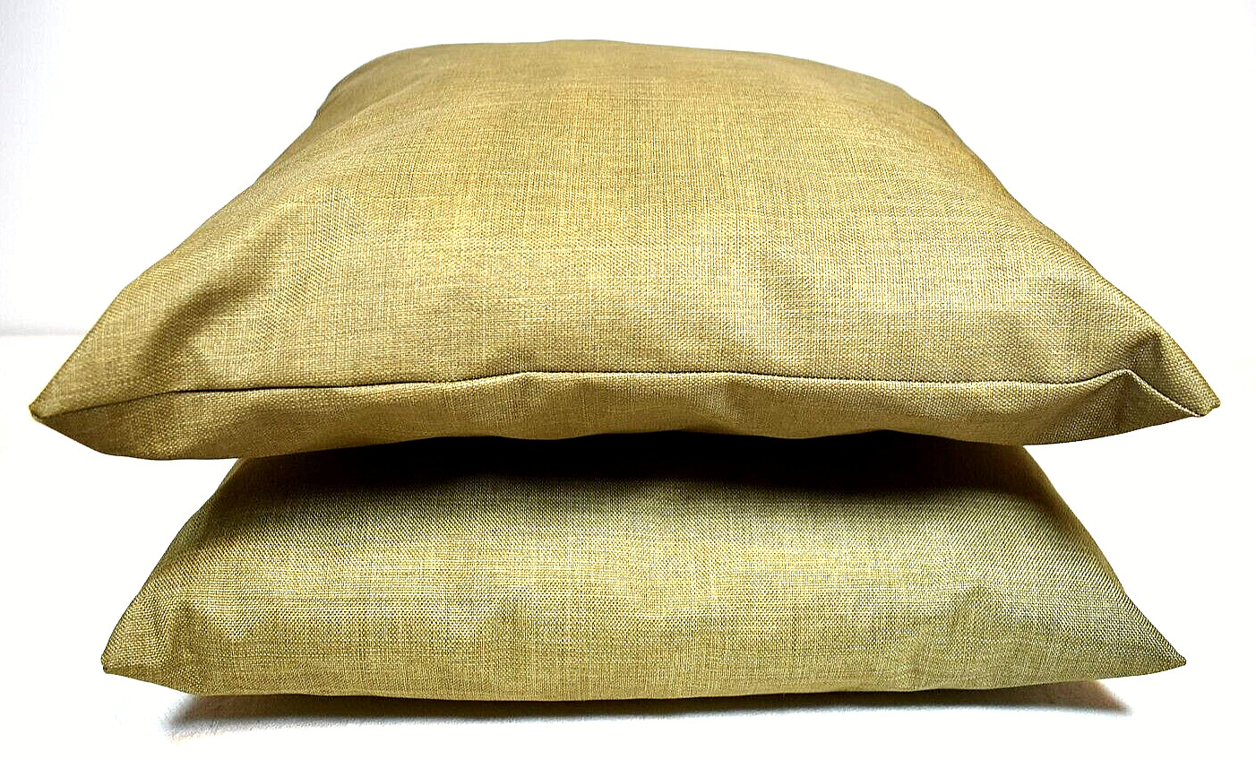 HANDCRAFTED Square Olive Green, Shiny Canvas Decorative Pillows (Set of 2)