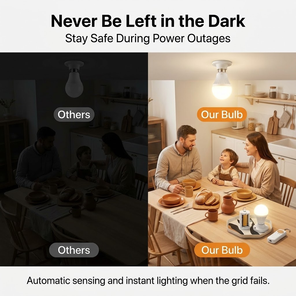 4 Pack Self Charging Emergency LED Light Bulbs for Power Outage