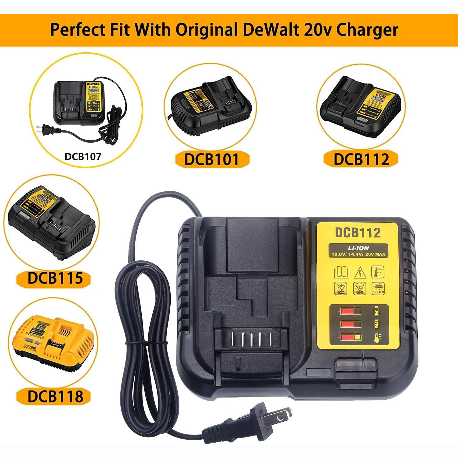 DCB112 Charger for Dewalt 12V MAX FAST Lithium Battery Charger For Drill 20 volt