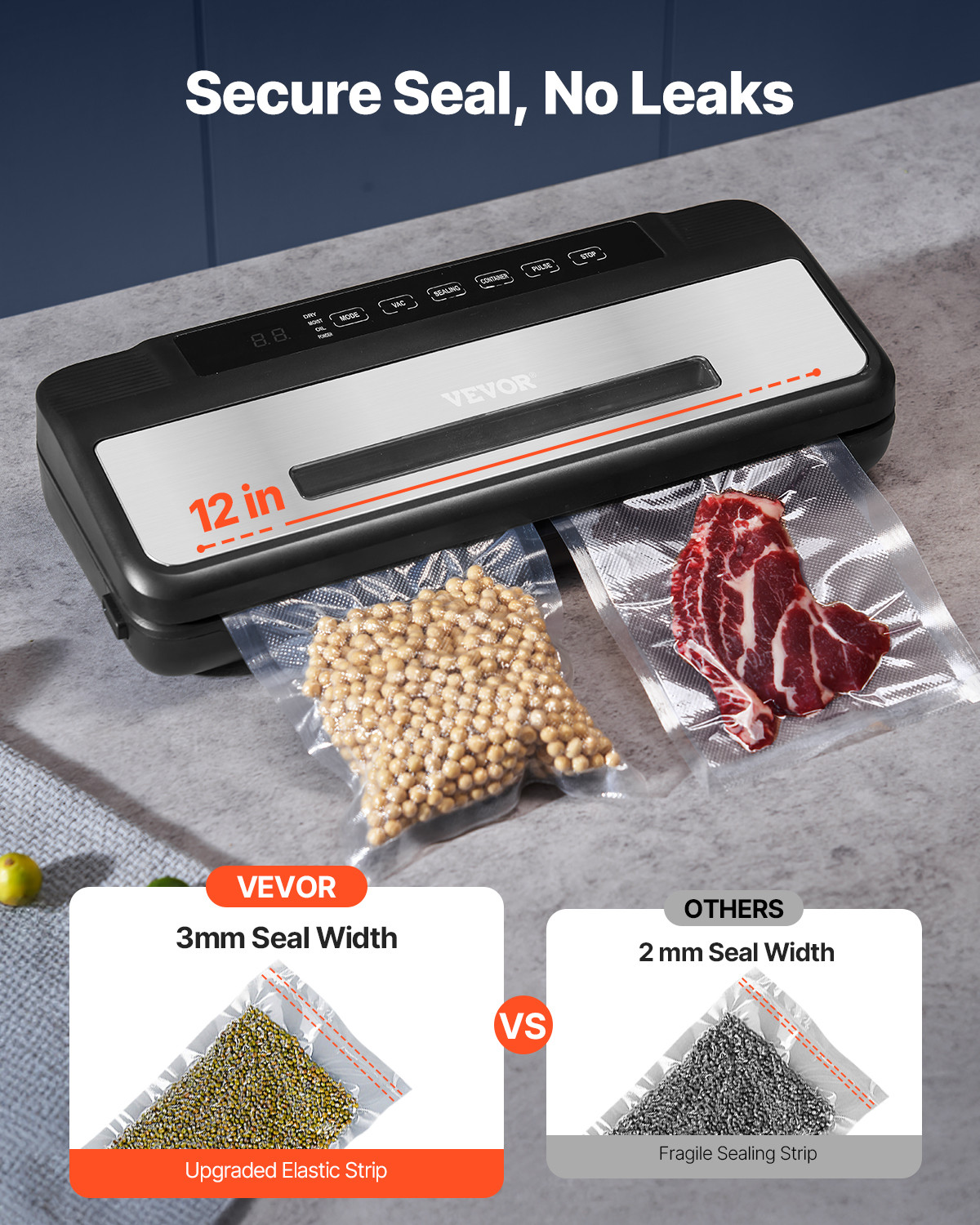 VEVOR 7-in-1 Vacuum Sealer Machine Fast-Compact Automatic Food Saver Bags & Roll