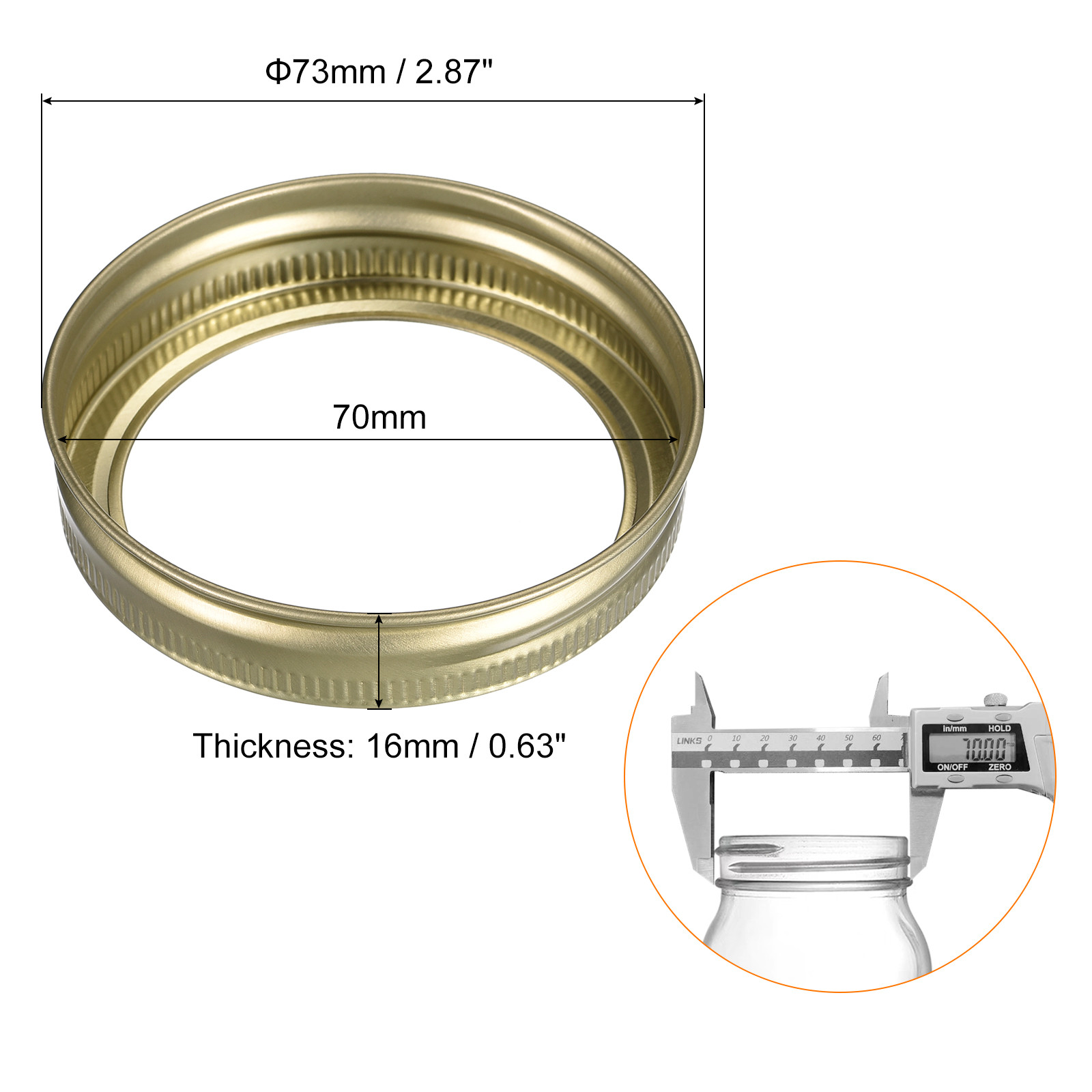 48Pcs Canning Jar Rings Tinplate Replacement Bands Regular Mouth Gold