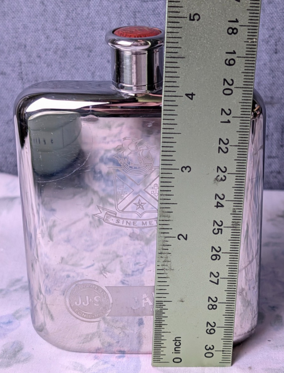 VTG Jameson Irish JJ & S Whiskey Limited Flask Stainless Steel 5″ Pocket Flask