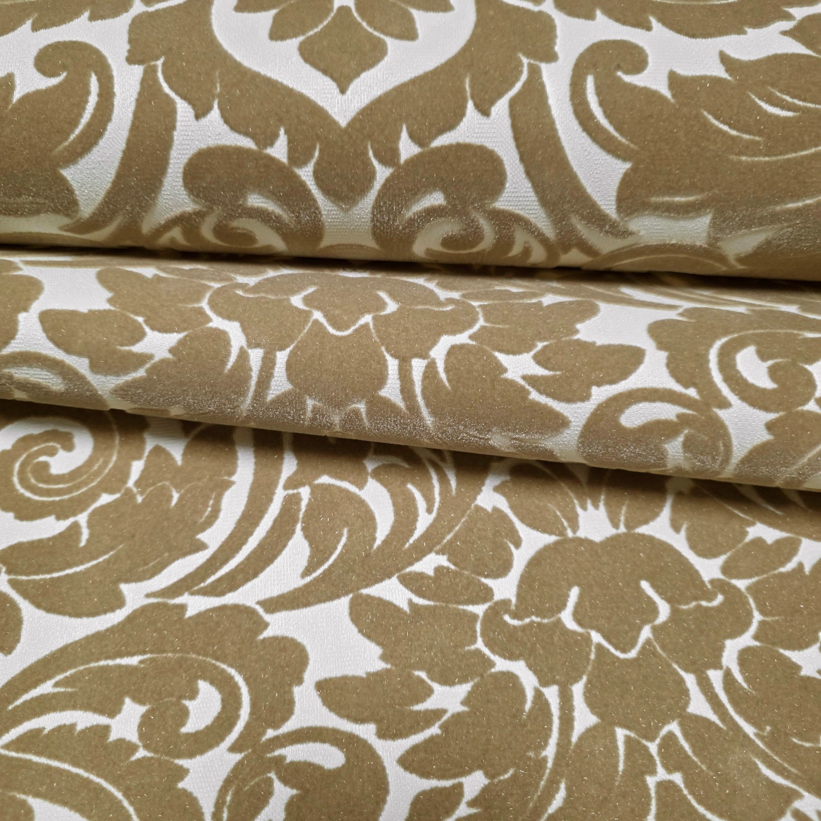 Flocking orange beige ivory cream Flocked Victorian damask velvet Wallpaper 3D