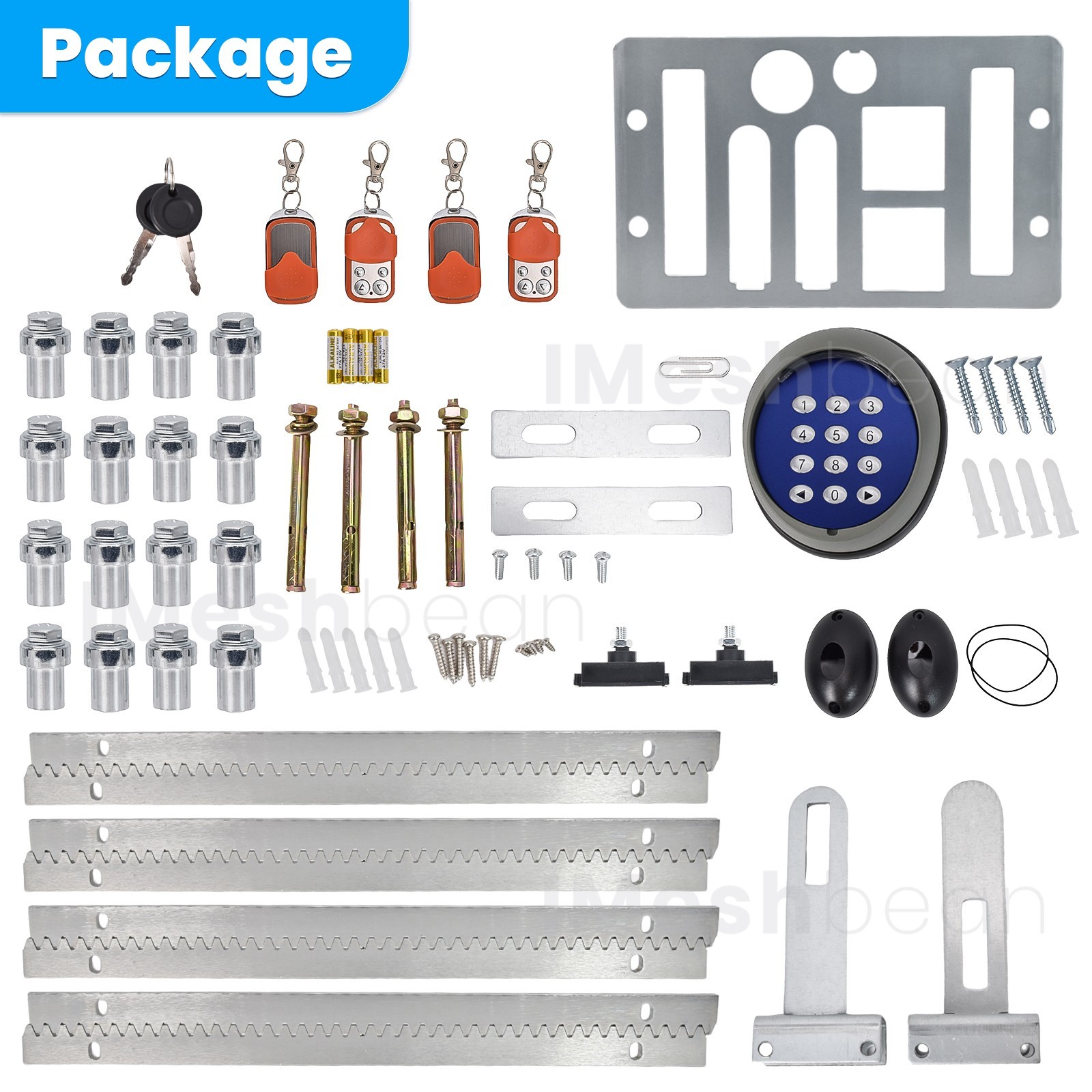 1.6HP 5000LBS Automatic Electric Sliding Gate Opener Kit APP Keypad 4 Remotes