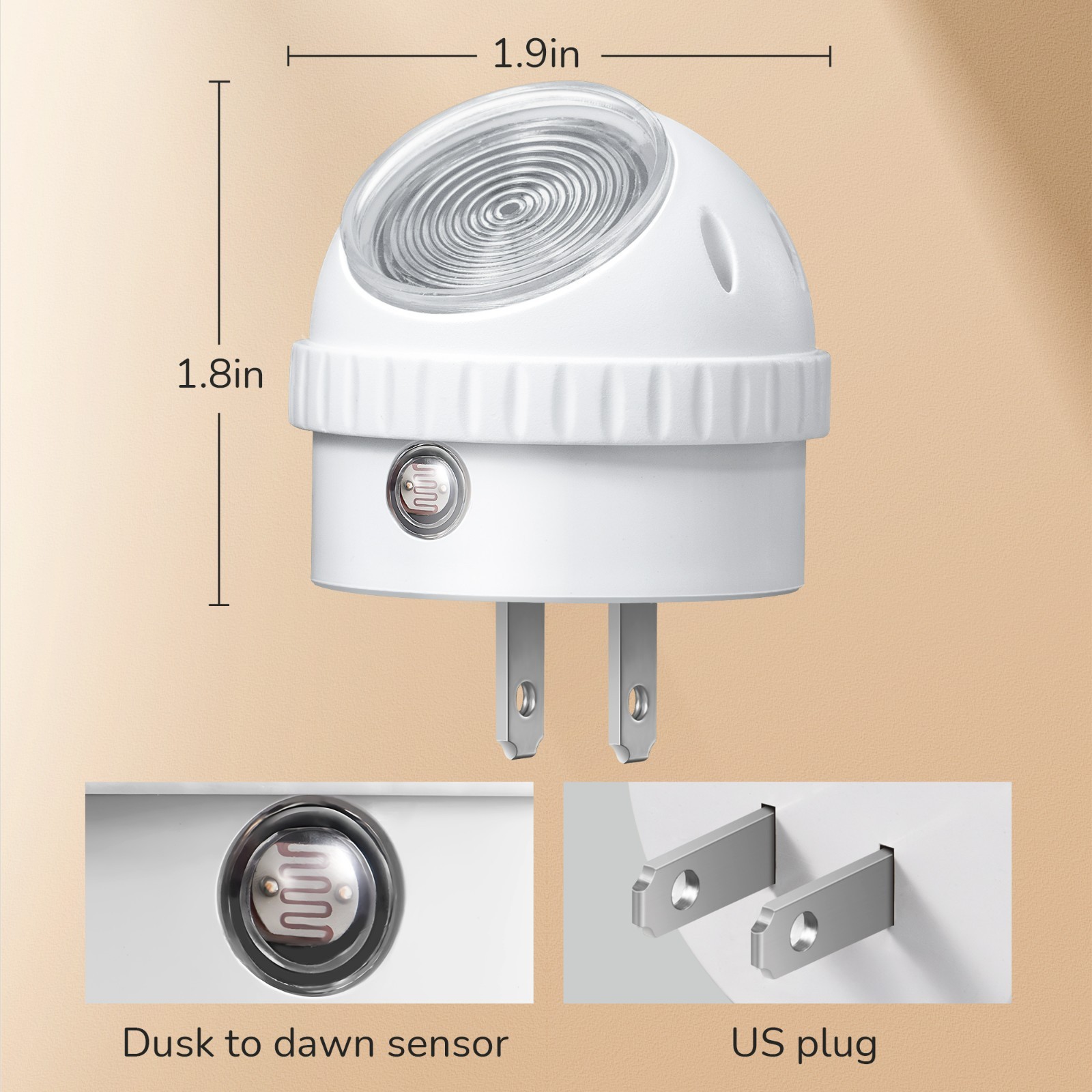 DEWENWILS Plug in Light Sensor Night Light Warm White LED Bedroom Lights 4 Pack