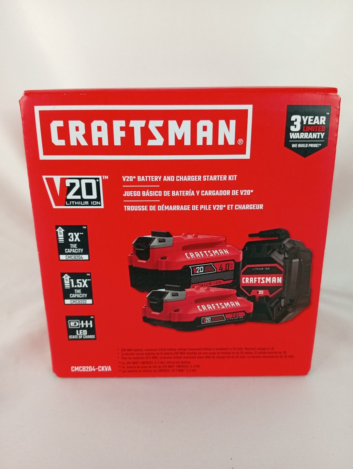New Craftsman V20 20V 2Ah&4Ah Battery Charger Starter Kit CMCB204-CKVA