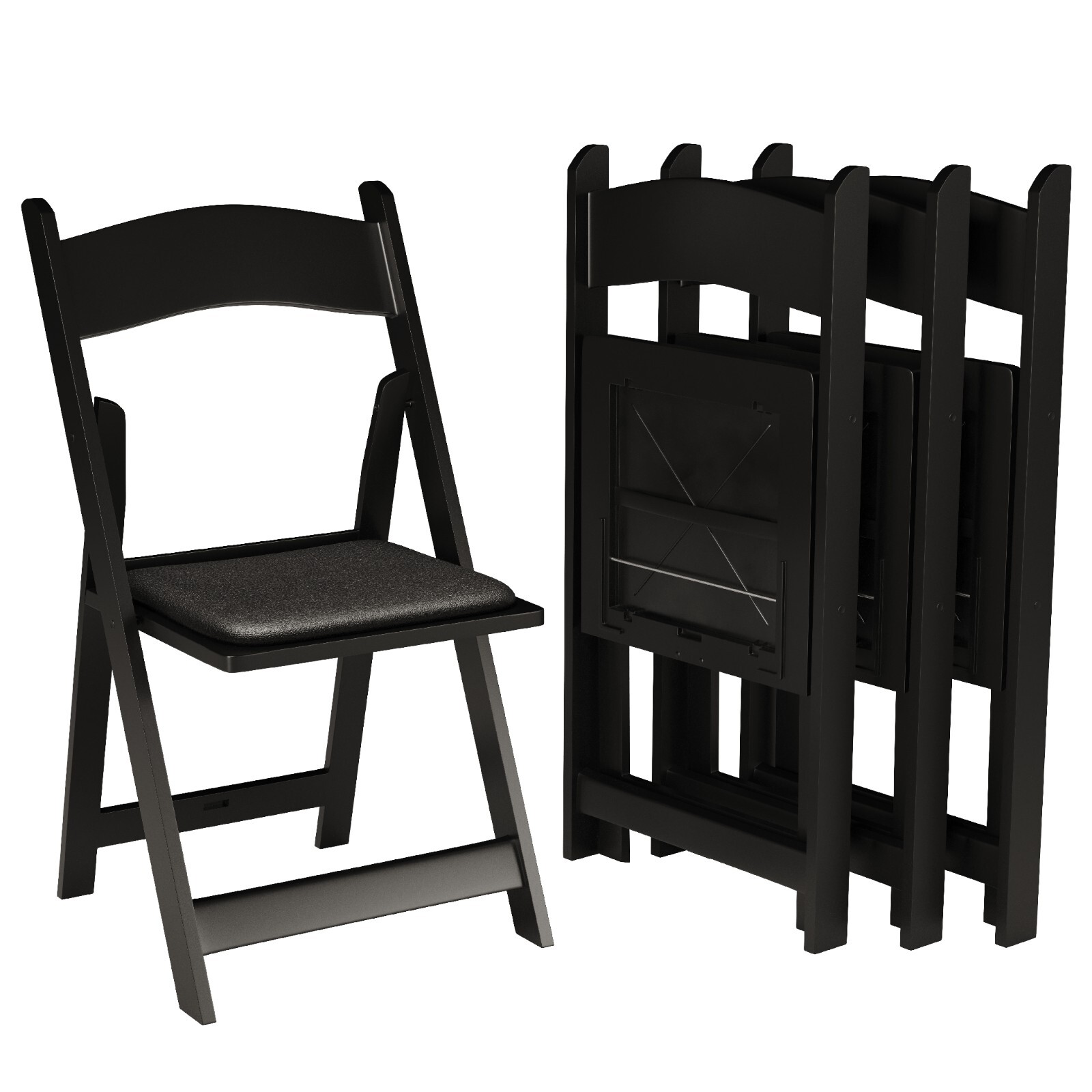 Black Resin Stackable Folding Chair – Indoor/Outdoor Folding Chairs for Events