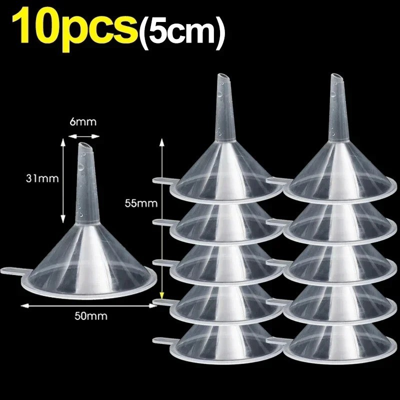 2-50Pcs Mini Funnel 3/5cm Transparent Liquid Oil Funnel Small Mouth Funnel Schoo