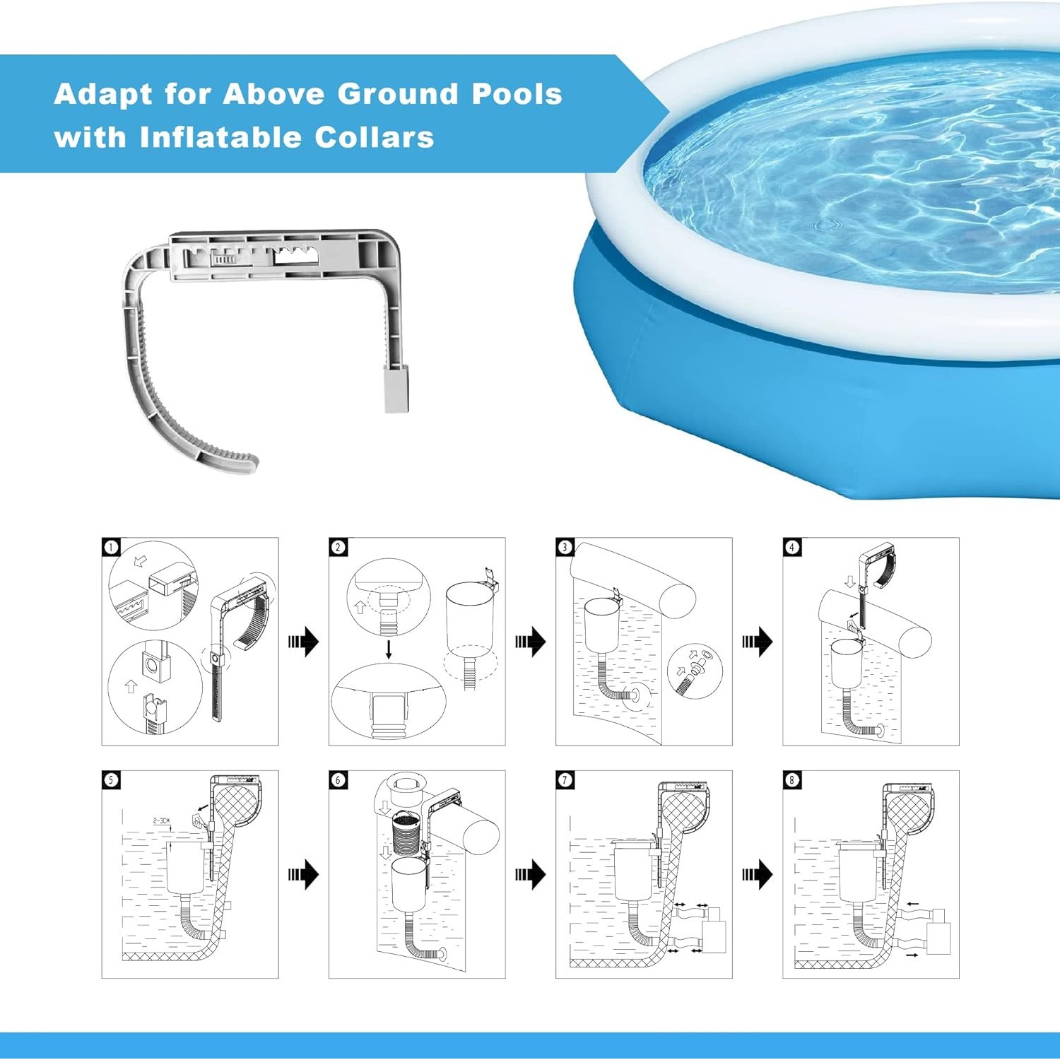 Above Ground Pool Skimmer – Wall Mount Adjustable Floating Debris Collector | US