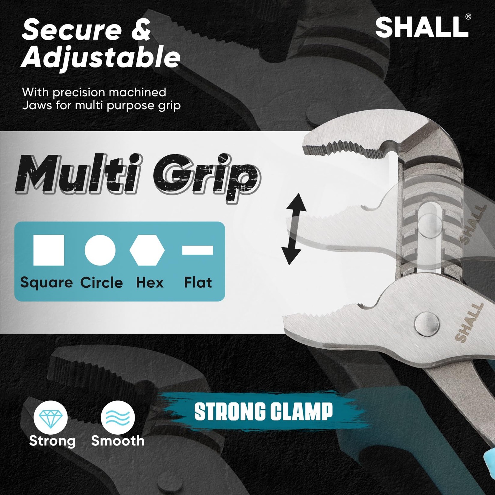 SHALL 4-Piece Groove Joint Pliers Set, 12/10/8/6 Inch Adjustable Water Pump Plie