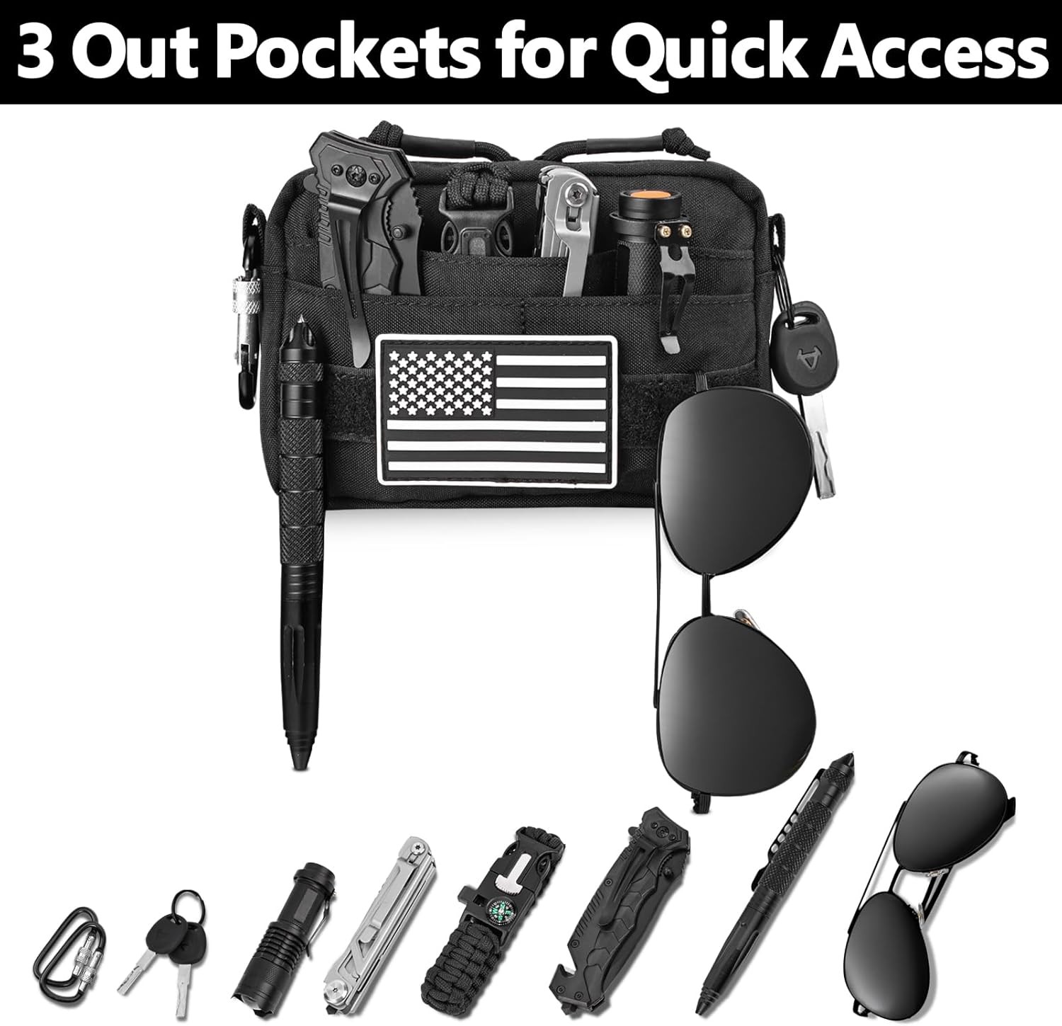 Men’s EDC Belt Pouch Organizer Phone Holder Nylon Waist Bag For 6.7 in Phone