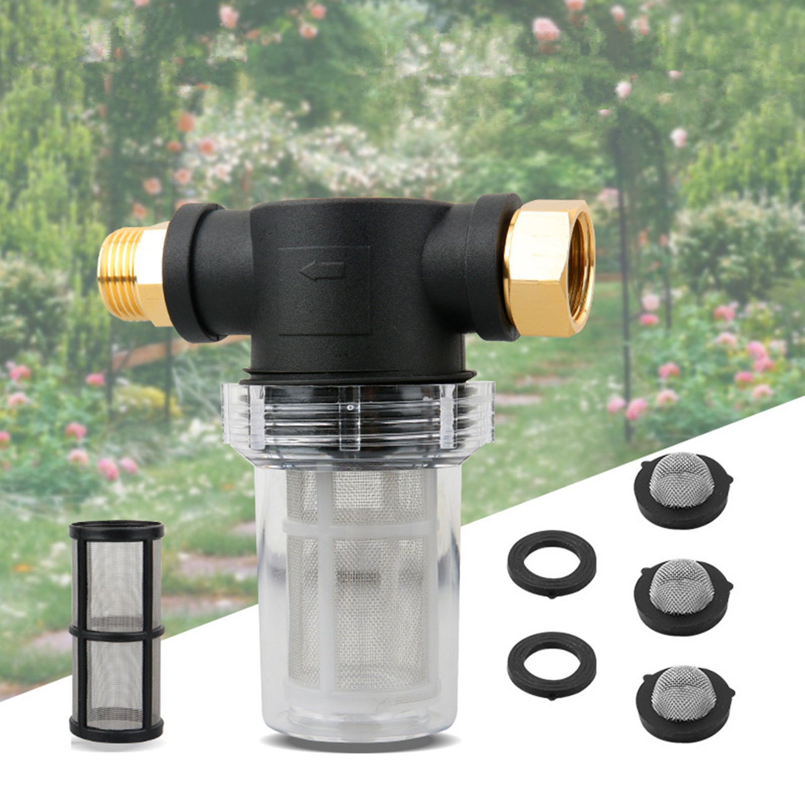 Plastic Metal Inline Water Filter Garden Pressure Washer 40 Mesh 100 Mesh Screen