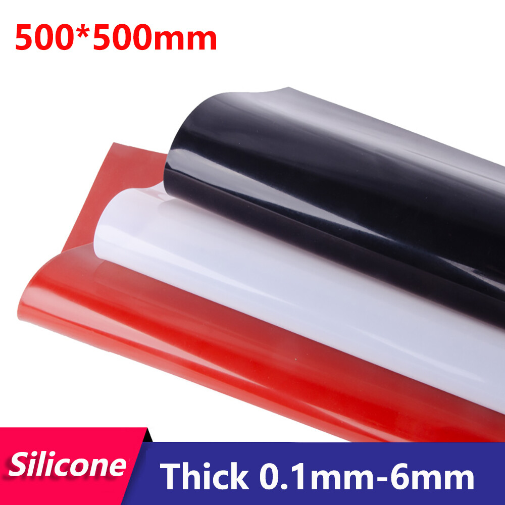 500x500mm Soft Silicone Rubber Sheet Mat Gasket Red Black White Thick 0.1mm-6mm