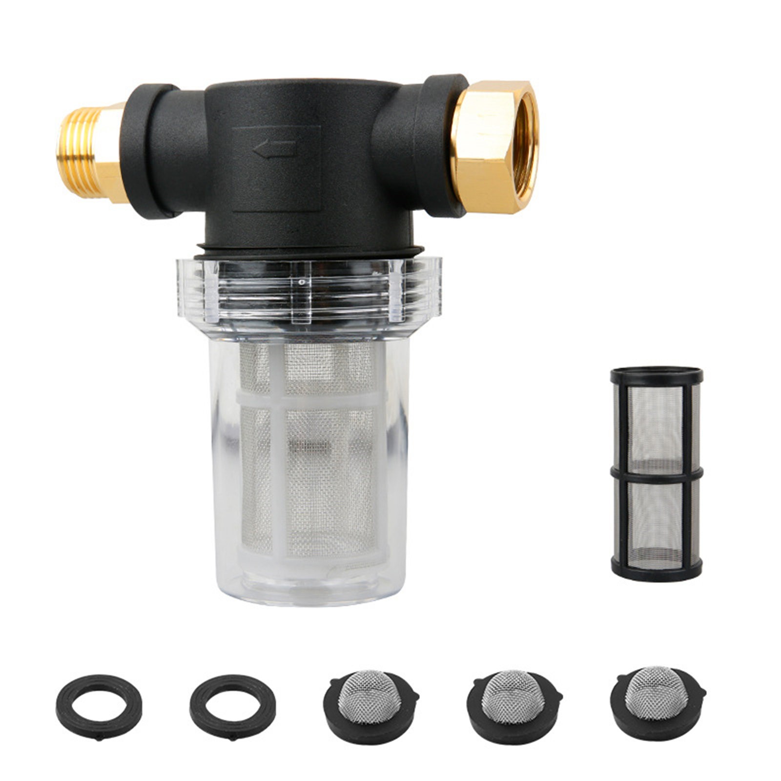 Plastic Metal Inline Water Filter Garden Pressure Washer 40 Mesh 100 Mesh Screen