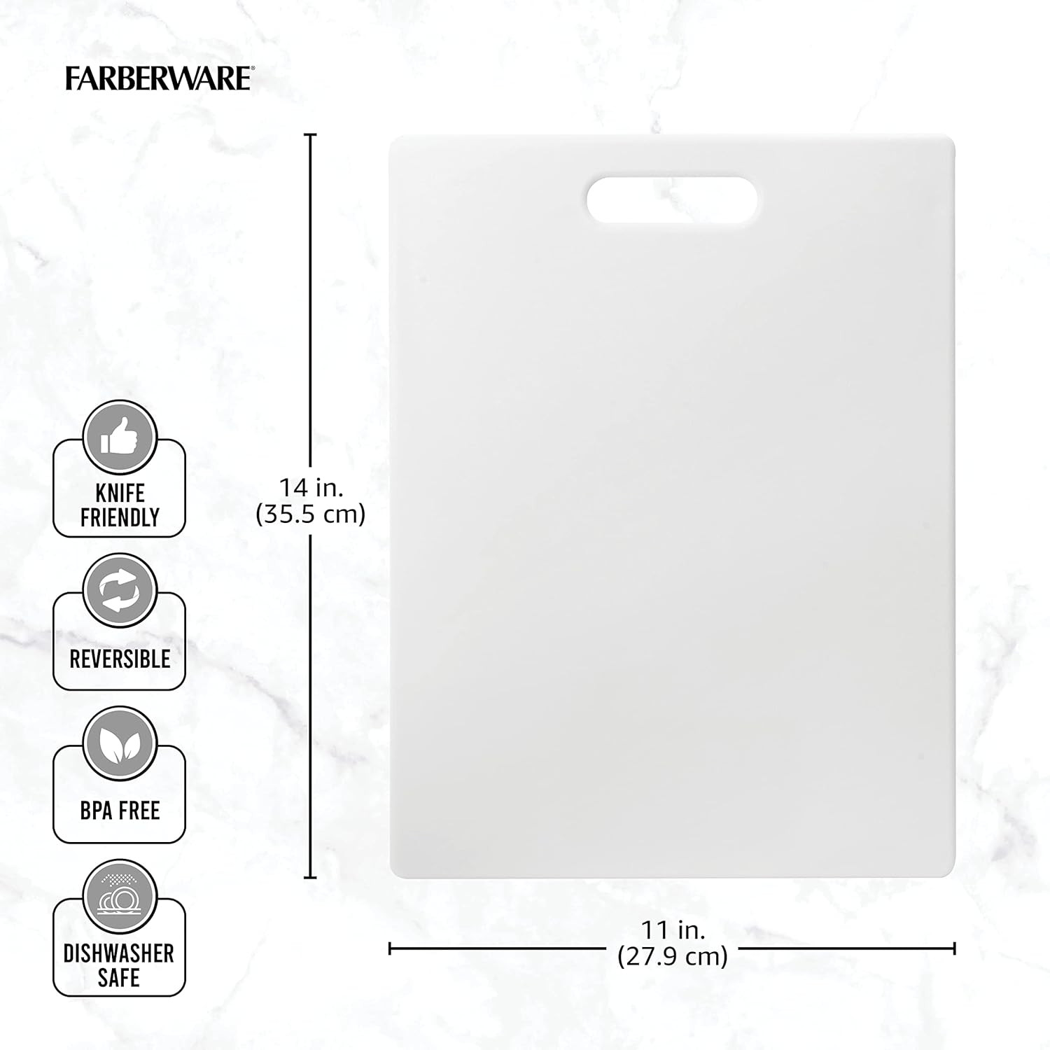 FARBERWARE Large Plastic Cutting Board, Dishwasher-Safe Kitchen Board, 11×14