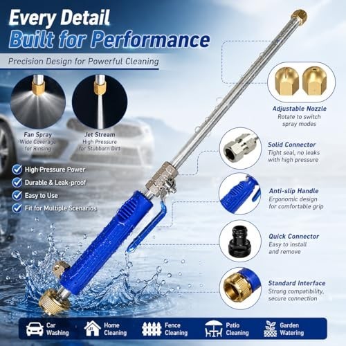 Pressure Washer Wand Jet Nozzle 2 Spray Tips Garden Hose Attachment Car Cleaning