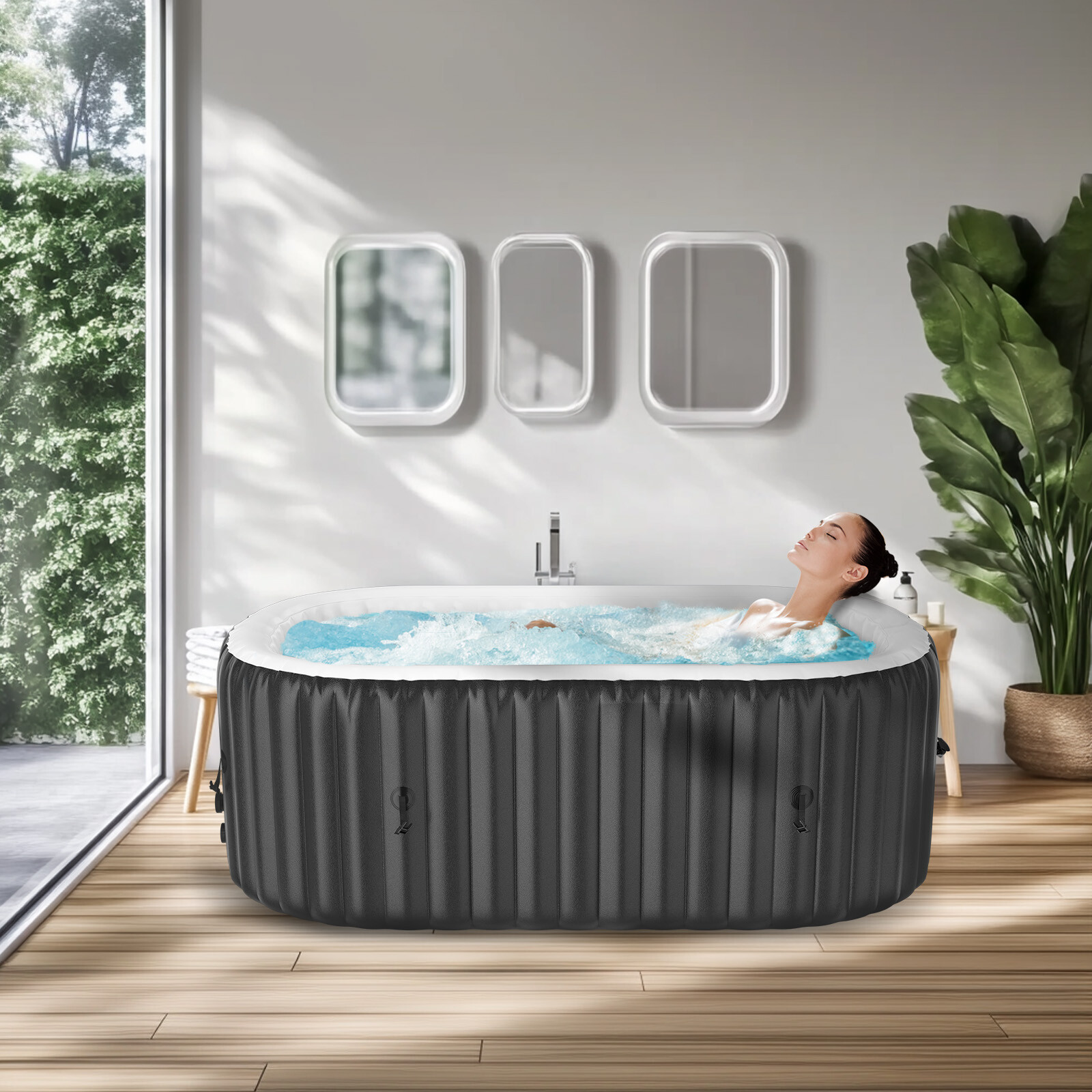Docred 2 Person Portable Inflatable Hot Tub Spa w 100 Air Jet for Patio Backyard