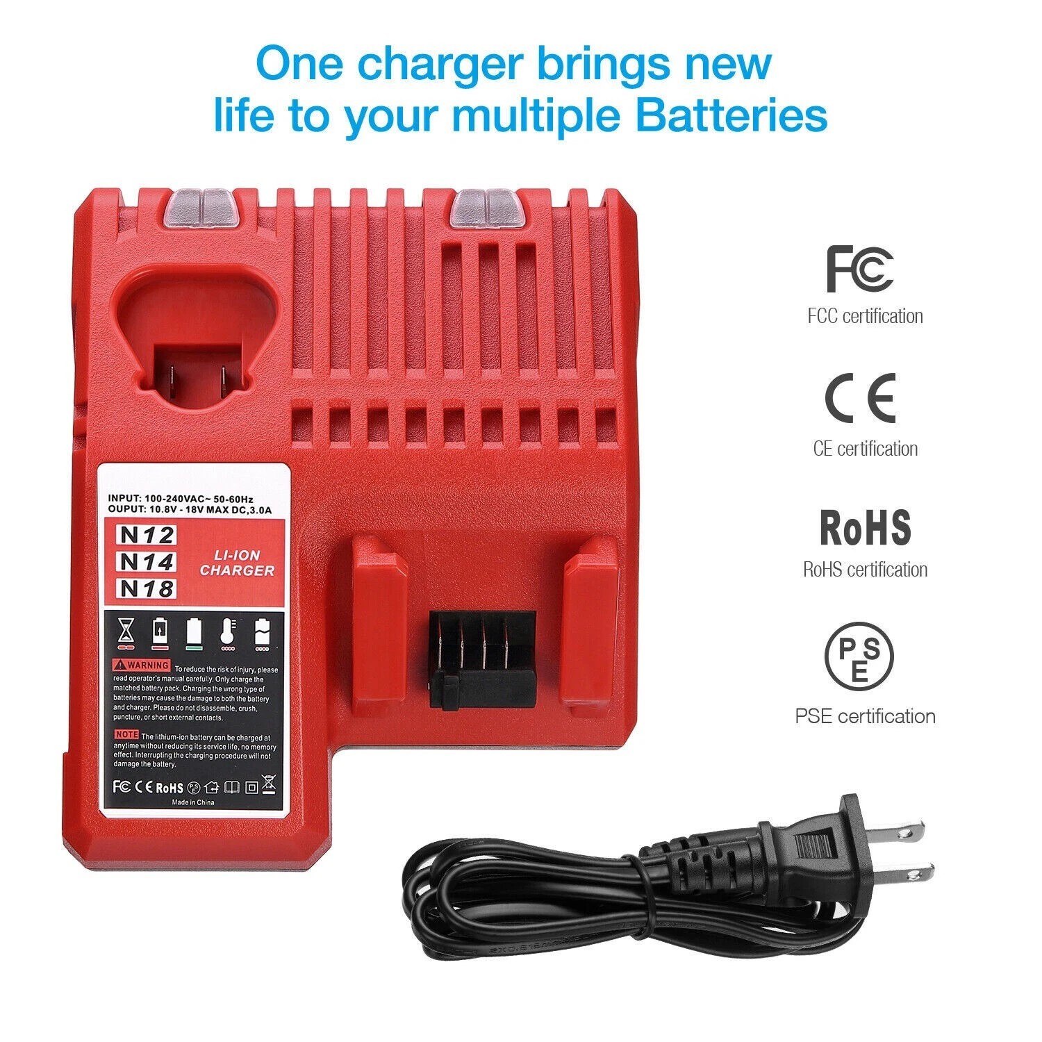 For Milwaukee 48-11-2460 48-11-2401 48-11-2402 Battery M-18 12-18V M-12 Charger