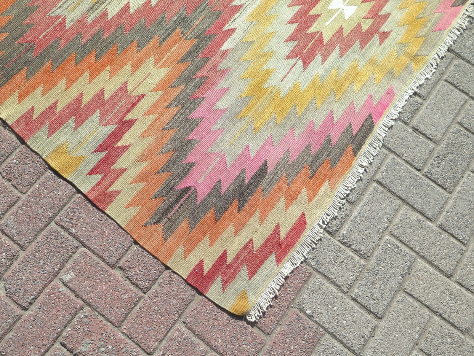 Turkish Classic Kilim, Handmade Carpet, Large Floor Esme Rug, Area Rugs 68″x94″