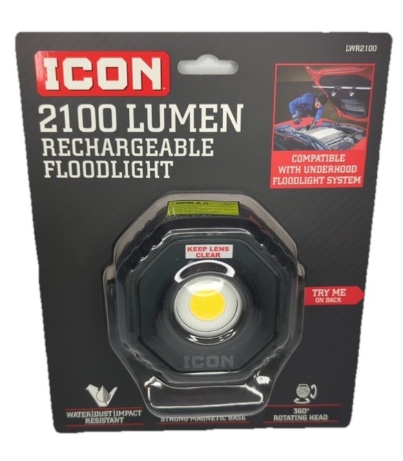 ICON 2100 Lumen LED Compact Magnetic Rechargeable Floodlight Under Hood LWR2100