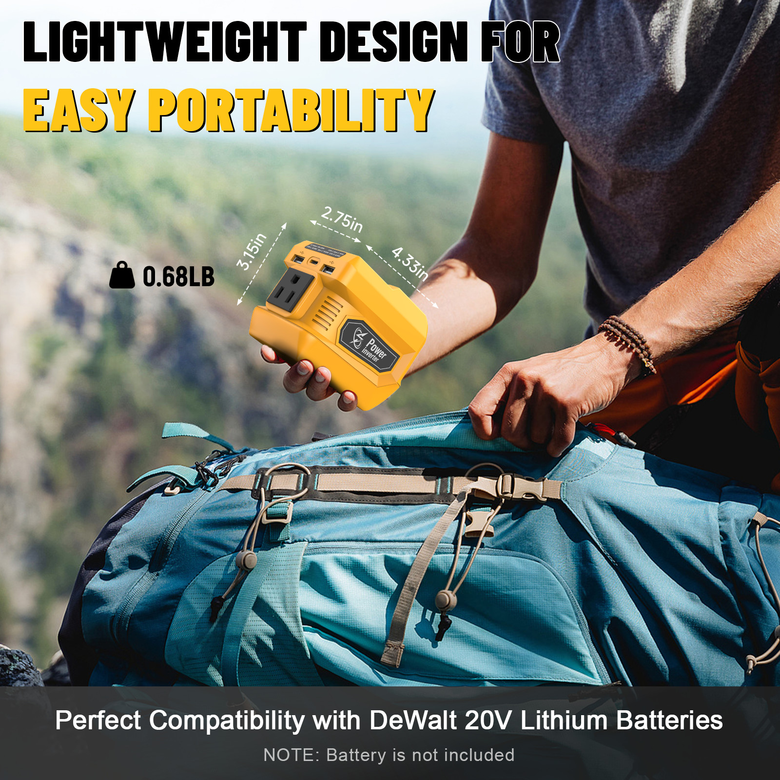 Battery Adapter with USB Compatible with Dewalt 20V Battery (Battery Not Includ)