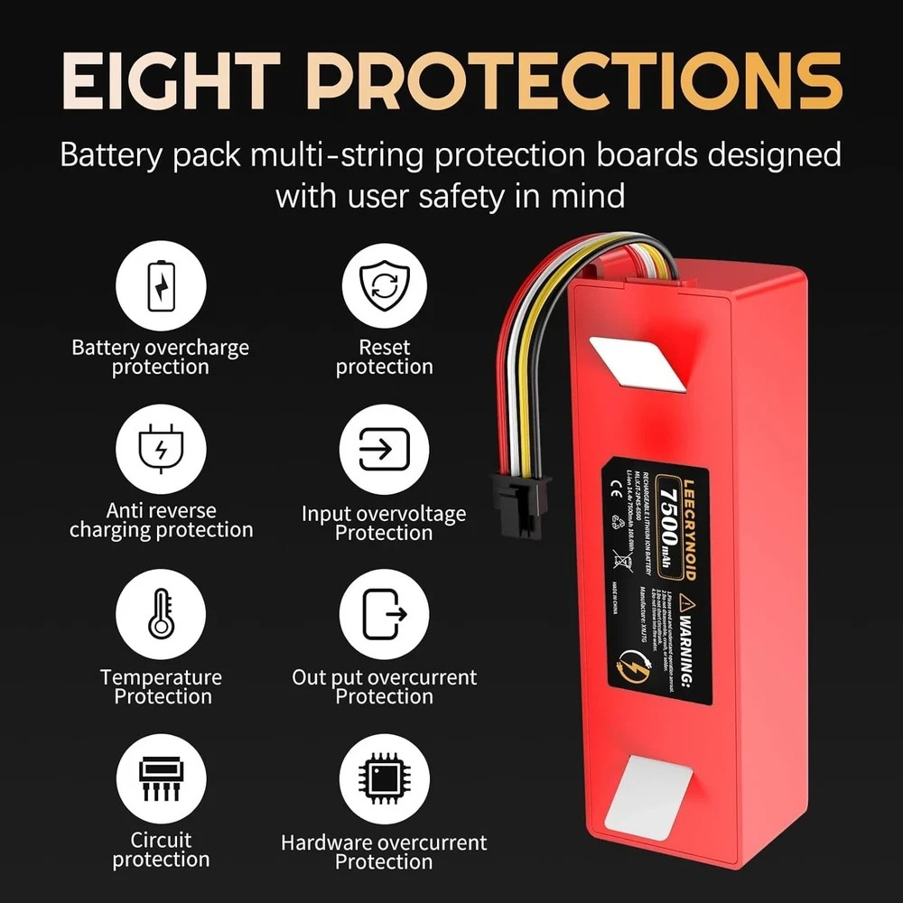 Upgraded 7500mAh 14.4V Replacement Battery for Roborock S4 S5 S6 S7 Q7 Max S50