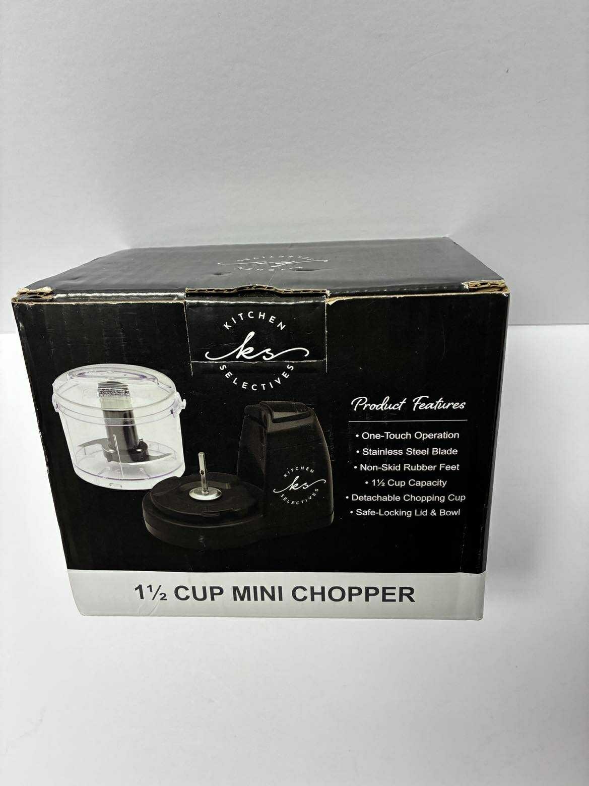 Mini Electric Food Chopper – 1.5 Cups – Dishwasher Safe Parts – Black