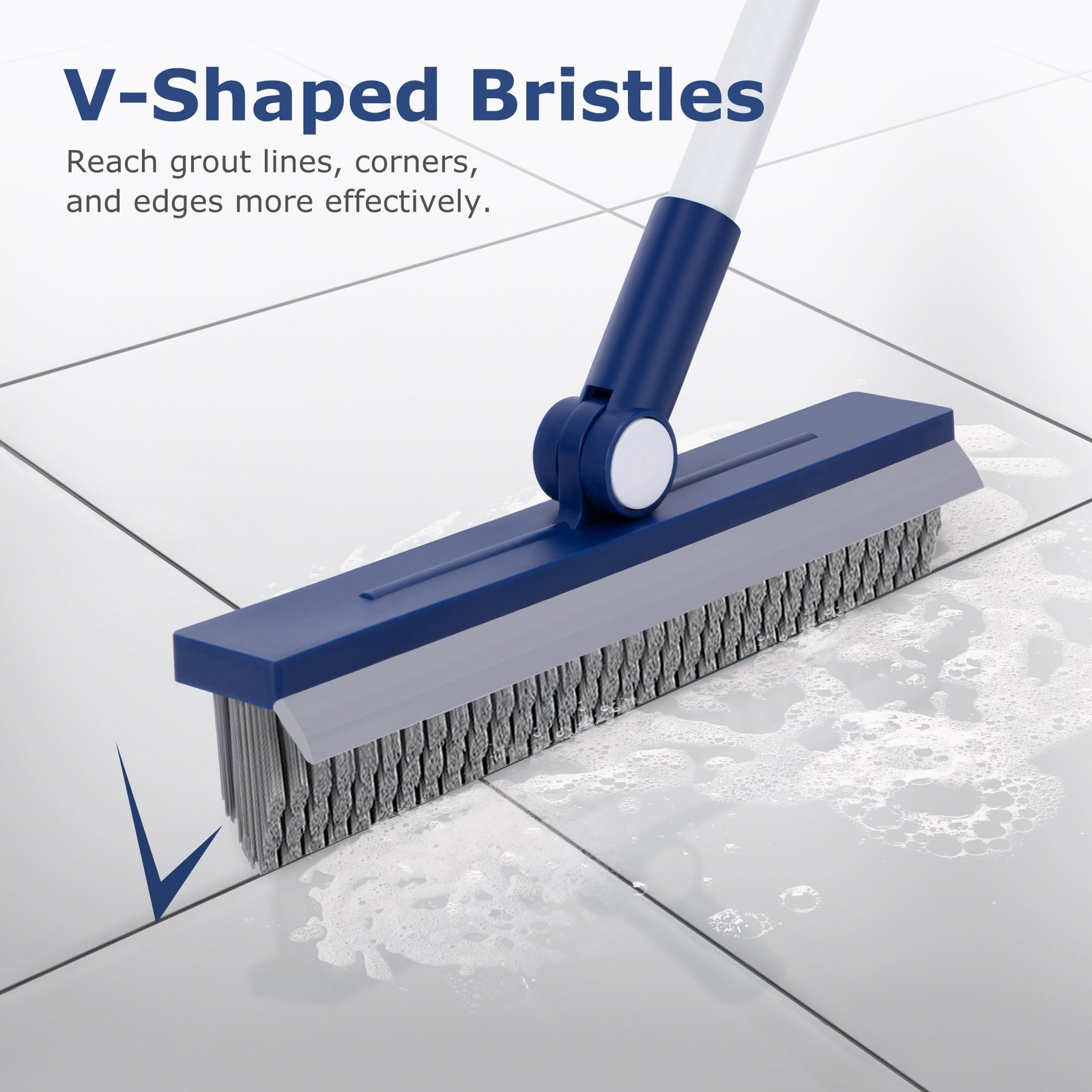 Grout Brush with Long Handle, Grout Cleaner Brush for Tile Floors