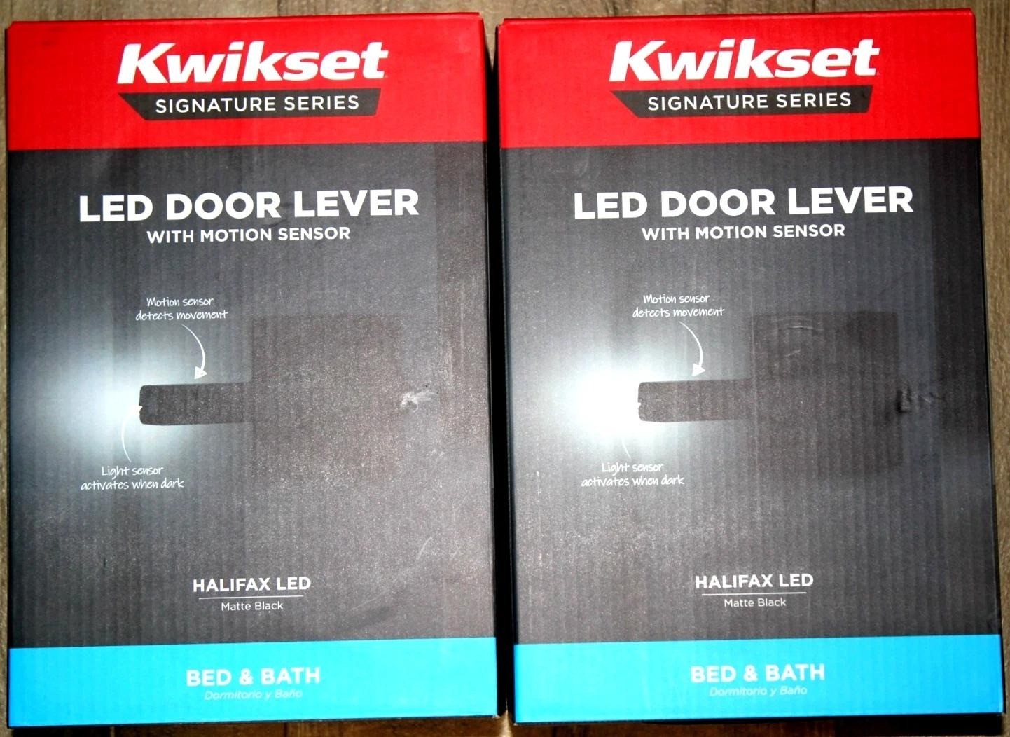 2-Pack Kwikset Signature Series Halifax LED Motion Activated Matte Black Interio