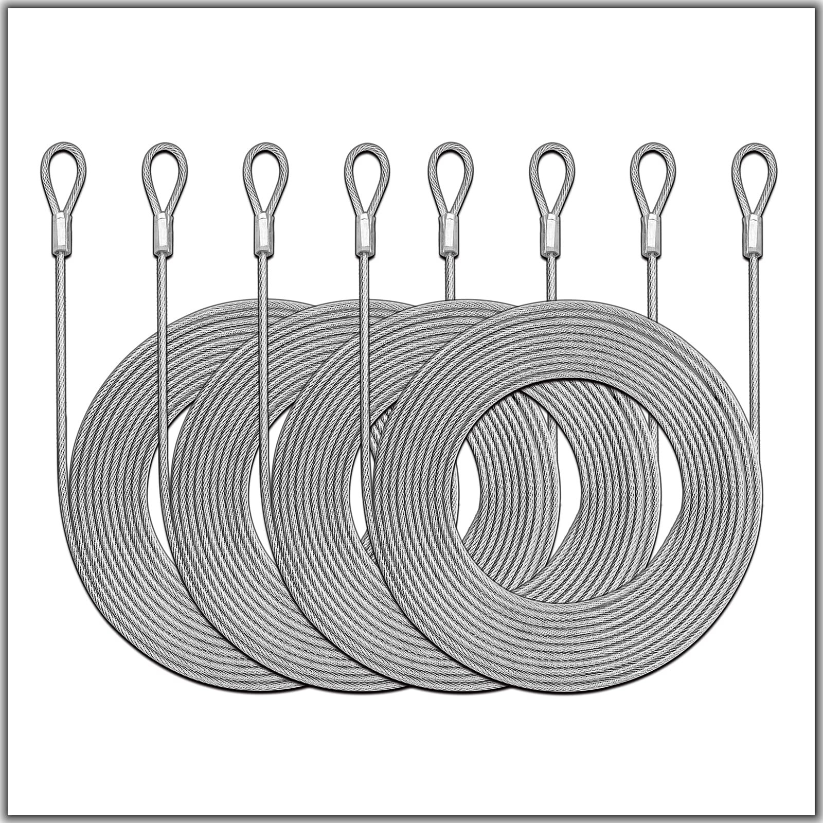 Wire Rope, 48 Ft (12ft x 4) Vinyl Coated Stainless Steel Wire Cable Ropes Har…