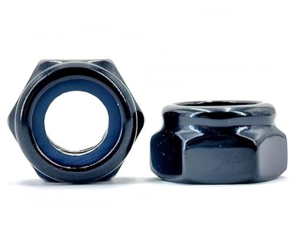 30Pcs M8 x 1.25mm Nylon Insert Hex Lock Nuts, 304 Stainless Steel M8x1.25 Black