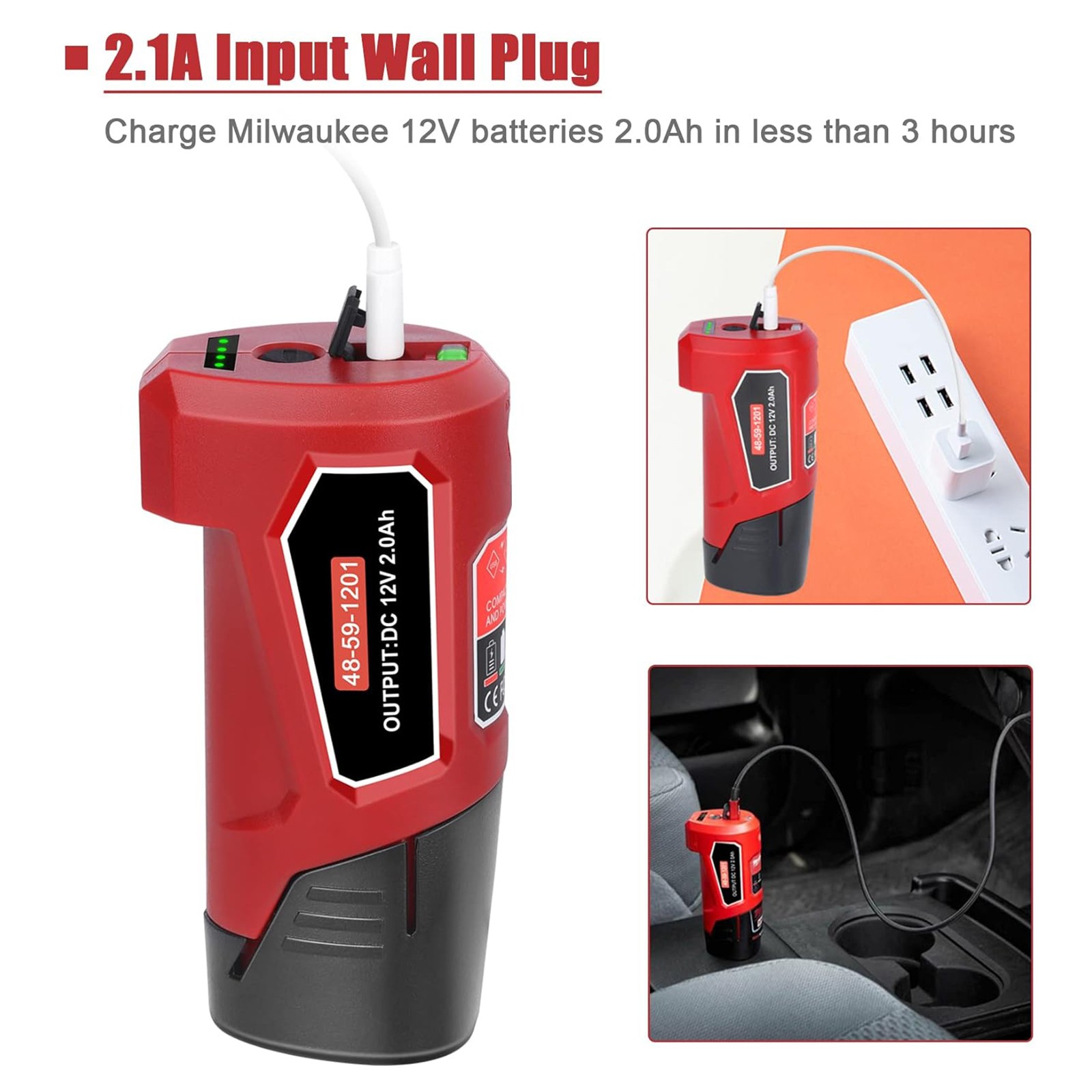 2 Pack 3.0Ah Lithium Battery & Charger Kit for Milwaukee 12V M-12 Heated Jacket