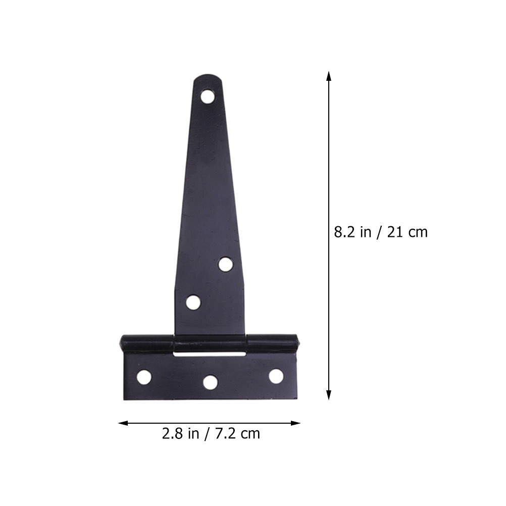 2Pcs Black Iron T Strap Gate Hinges for Wooden Fence Shed Door Heavy Duty