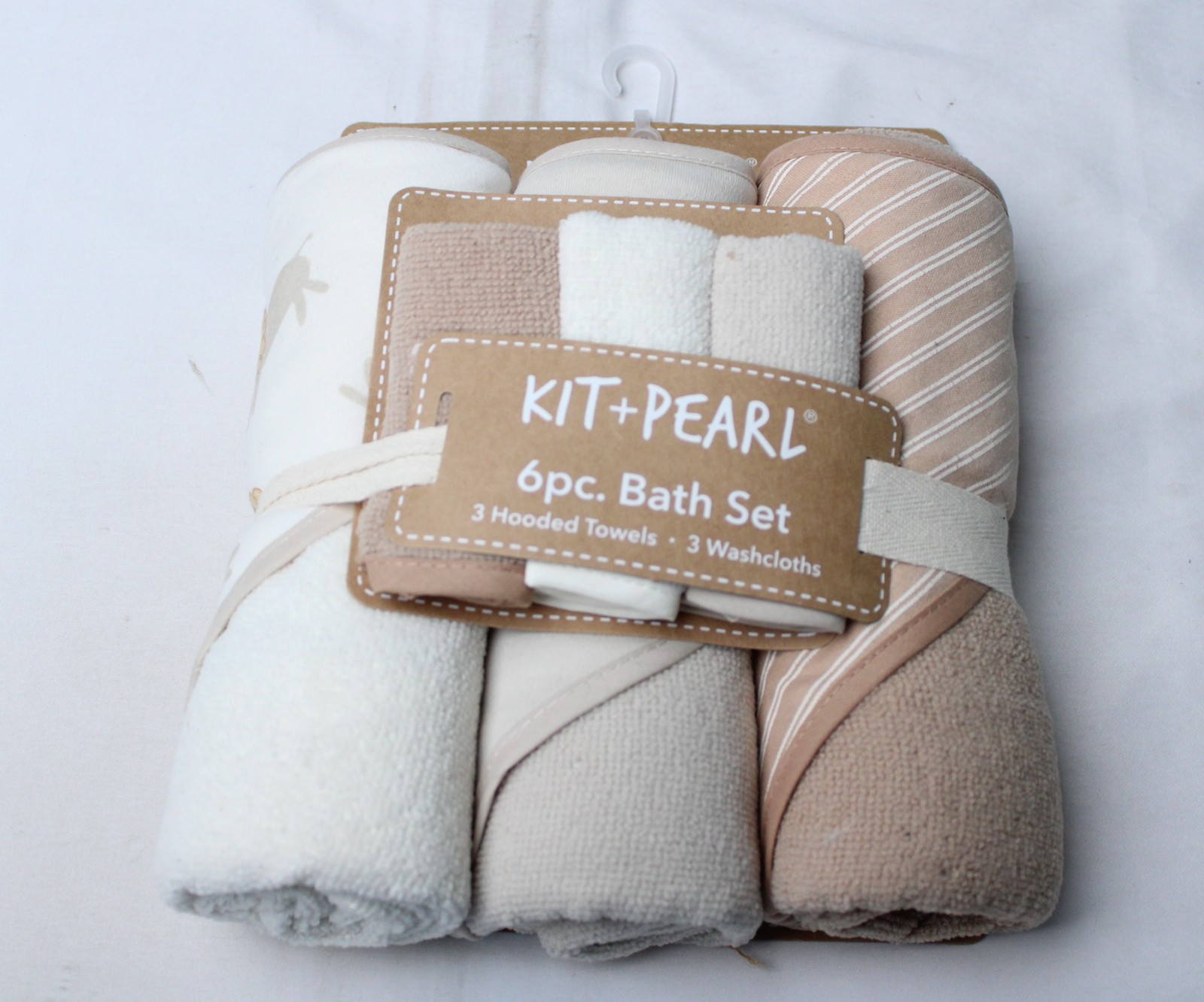 Kit + Pearl Unisex Baby 6pc Hooded Towel & Washcloth Bath Set AP2 Brown One Size