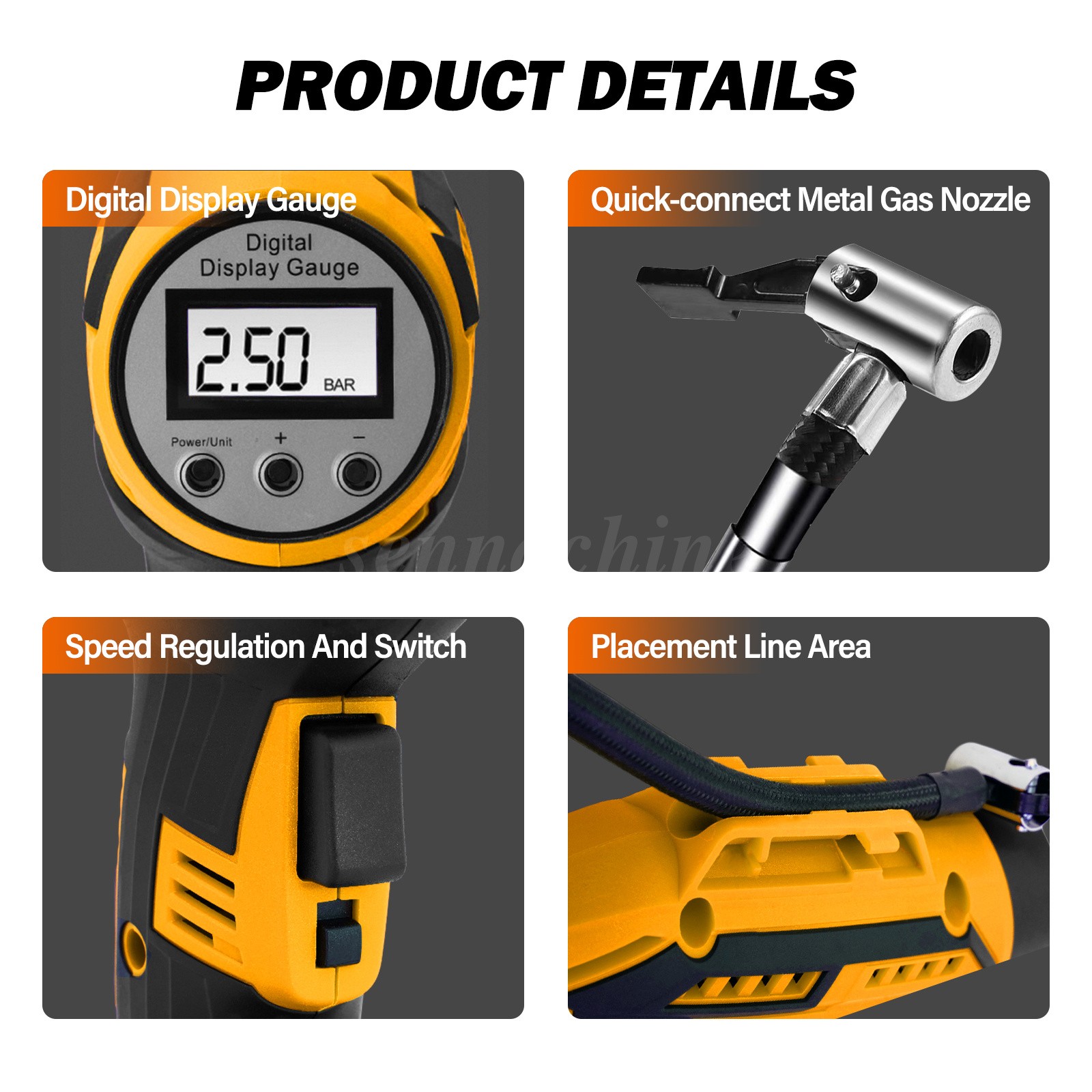 Car Air Tire Pump Inflator Compressor LED Digital Electric Portable 980kPa 20V