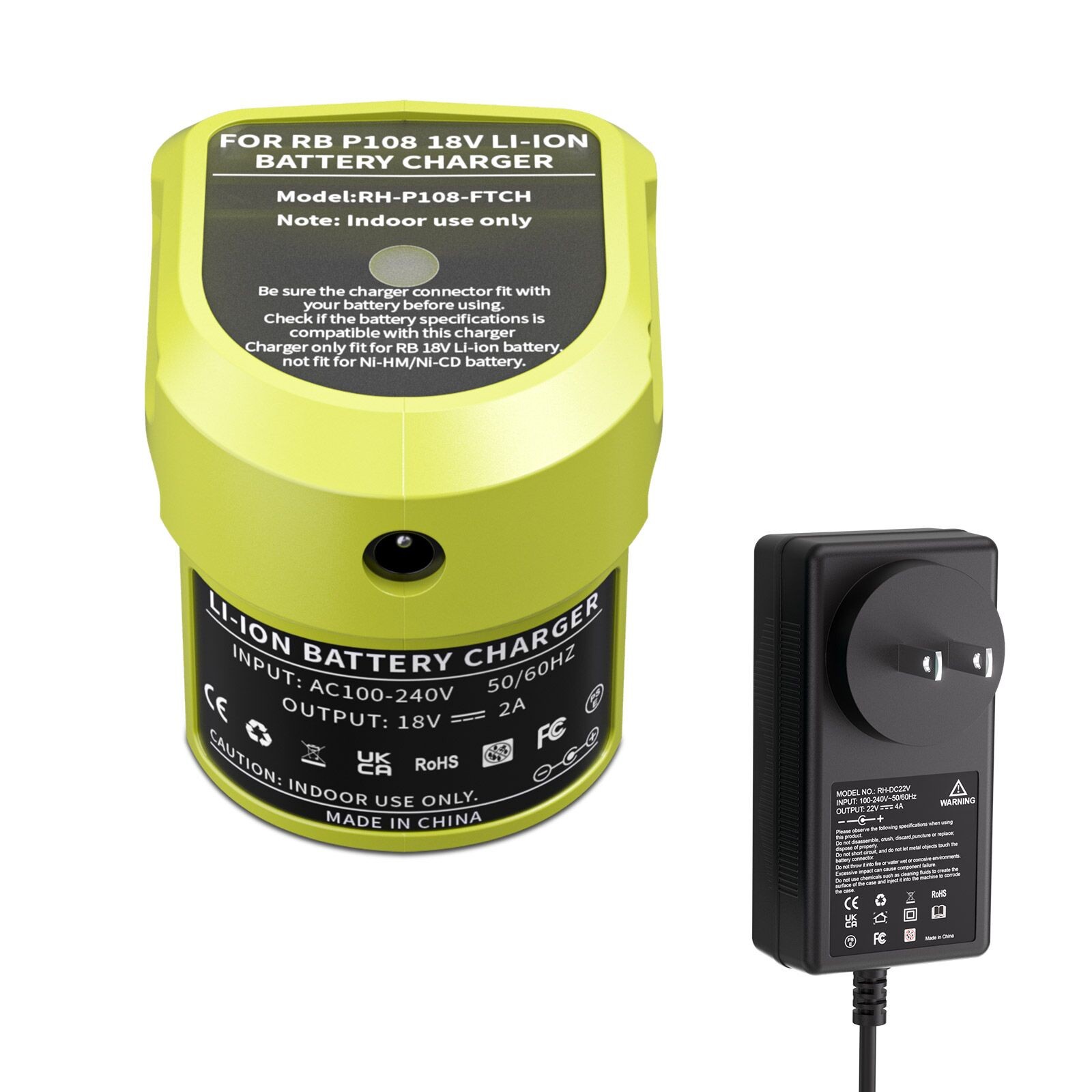 P117 Charger 18V For RYOBI For One Plus High Capacity Lithium-Ion Battery P108