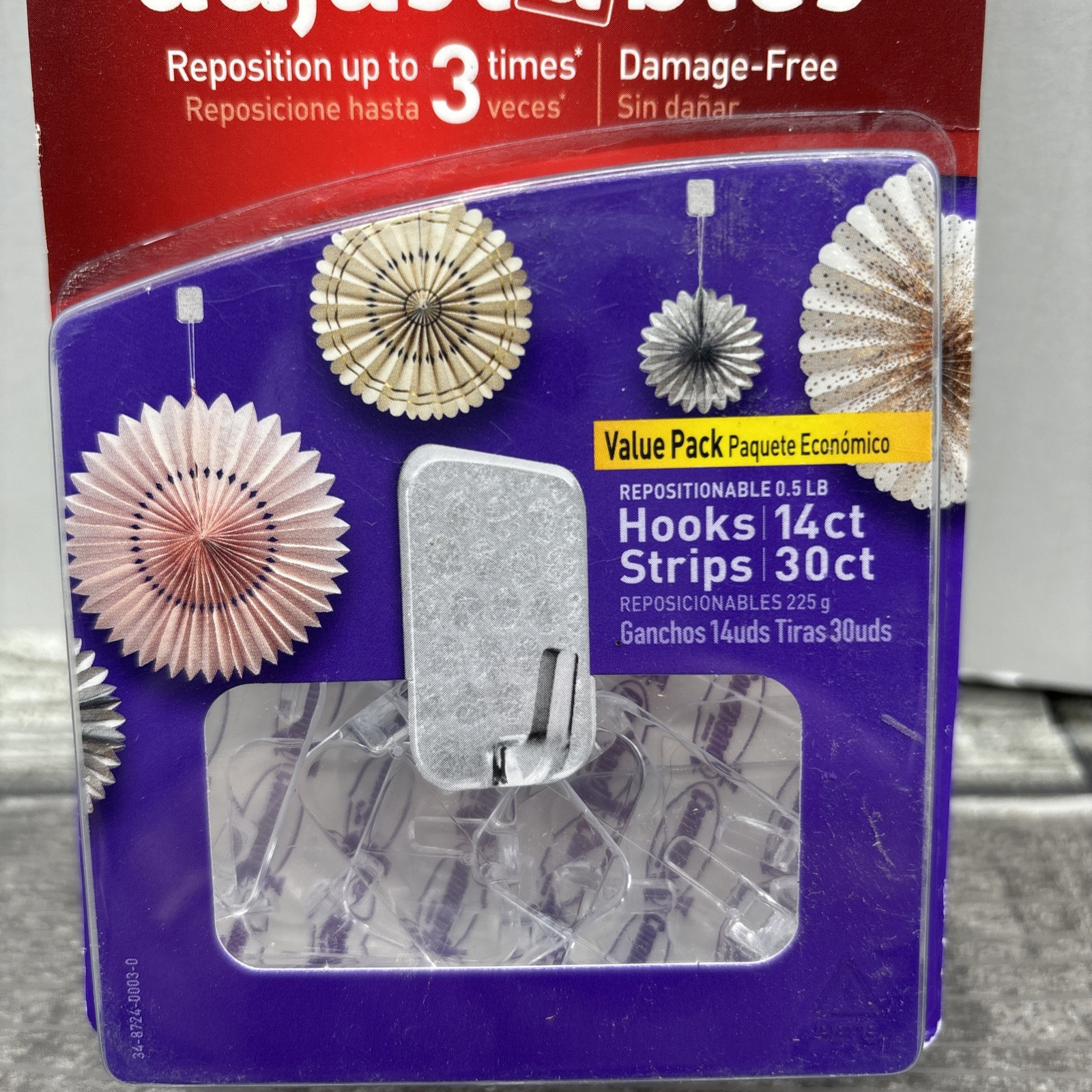 3M Command Adjustables Clear Repositionable 14 Hooks 30 Strips, 0.5-lb Hold {23}