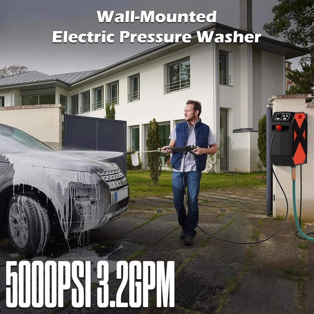 5000PSI GFCI Pressure Washer – 100FT Hose, Foam Cannon & 5 Nozzles
