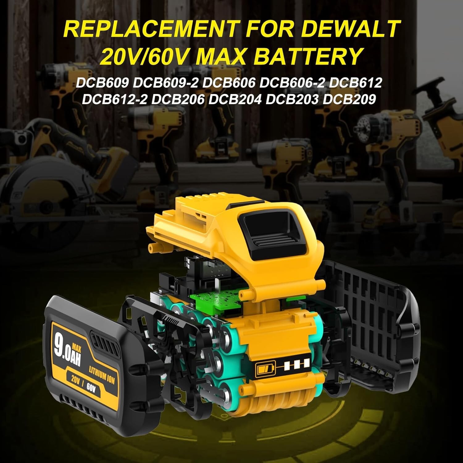 2Pack 9.0Ah for DeWalt FLEXVOLT 20V/60V MAX Battery Lithium-ion DCB609 &Charger