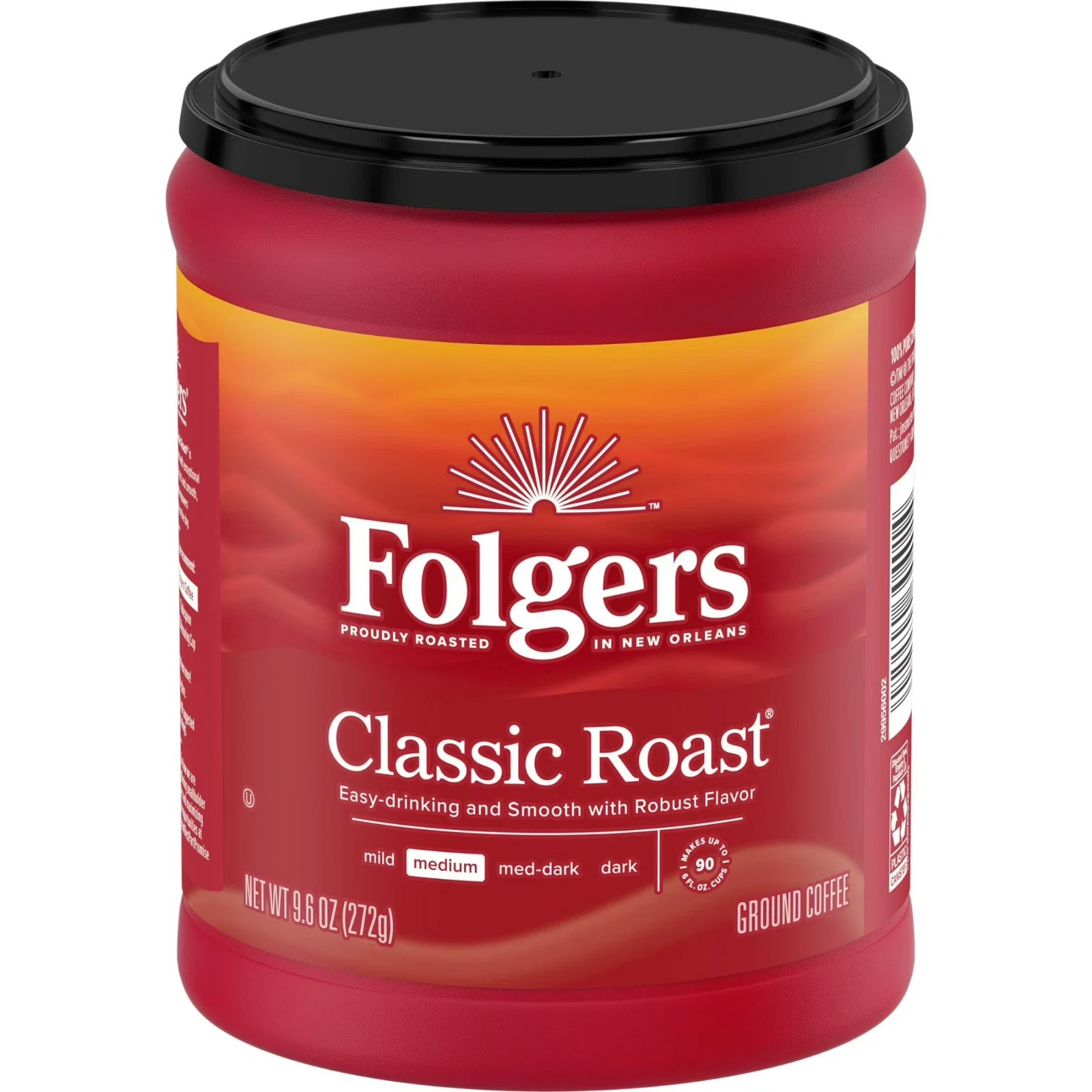 Folgers Classic Roast Ground Coffee, Medium Roast, 9.6 oz Canister,,
