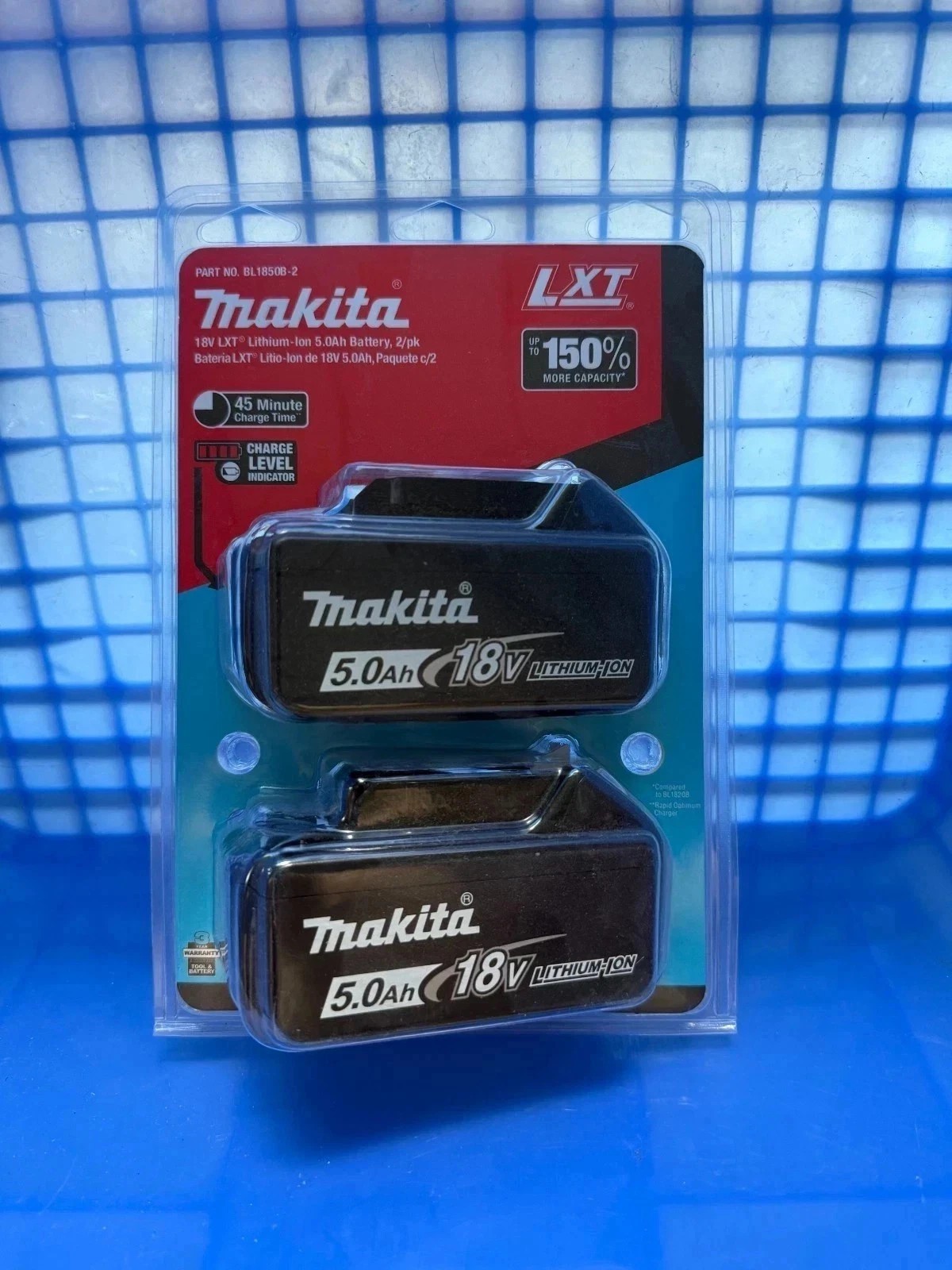 2 Pack Makita BL1850B-2 18V LXT Lithium‑Ion 5.0Ah Battery