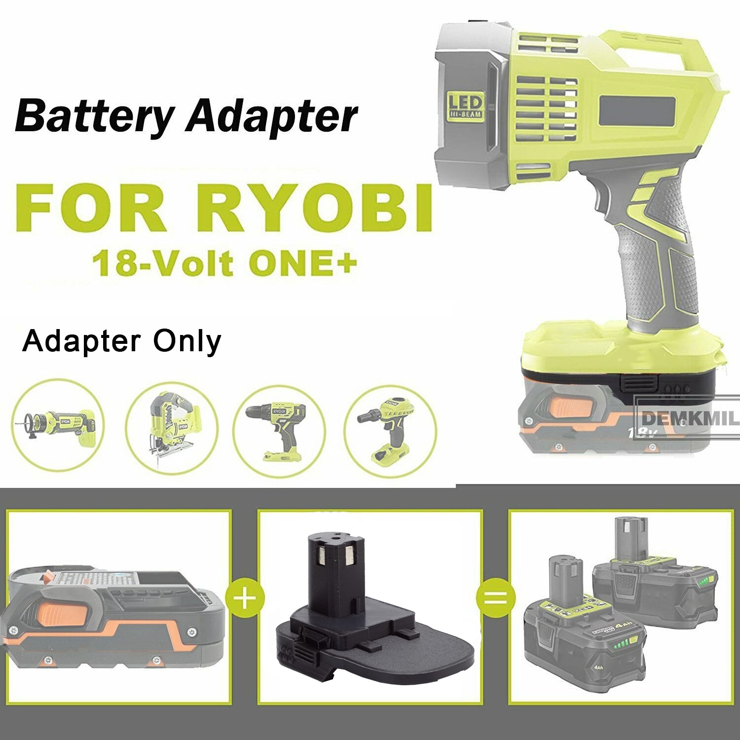 Battery Adapter For Ridgid 18V Li-ion Battery Convert to Ryobi 18V Power Tools