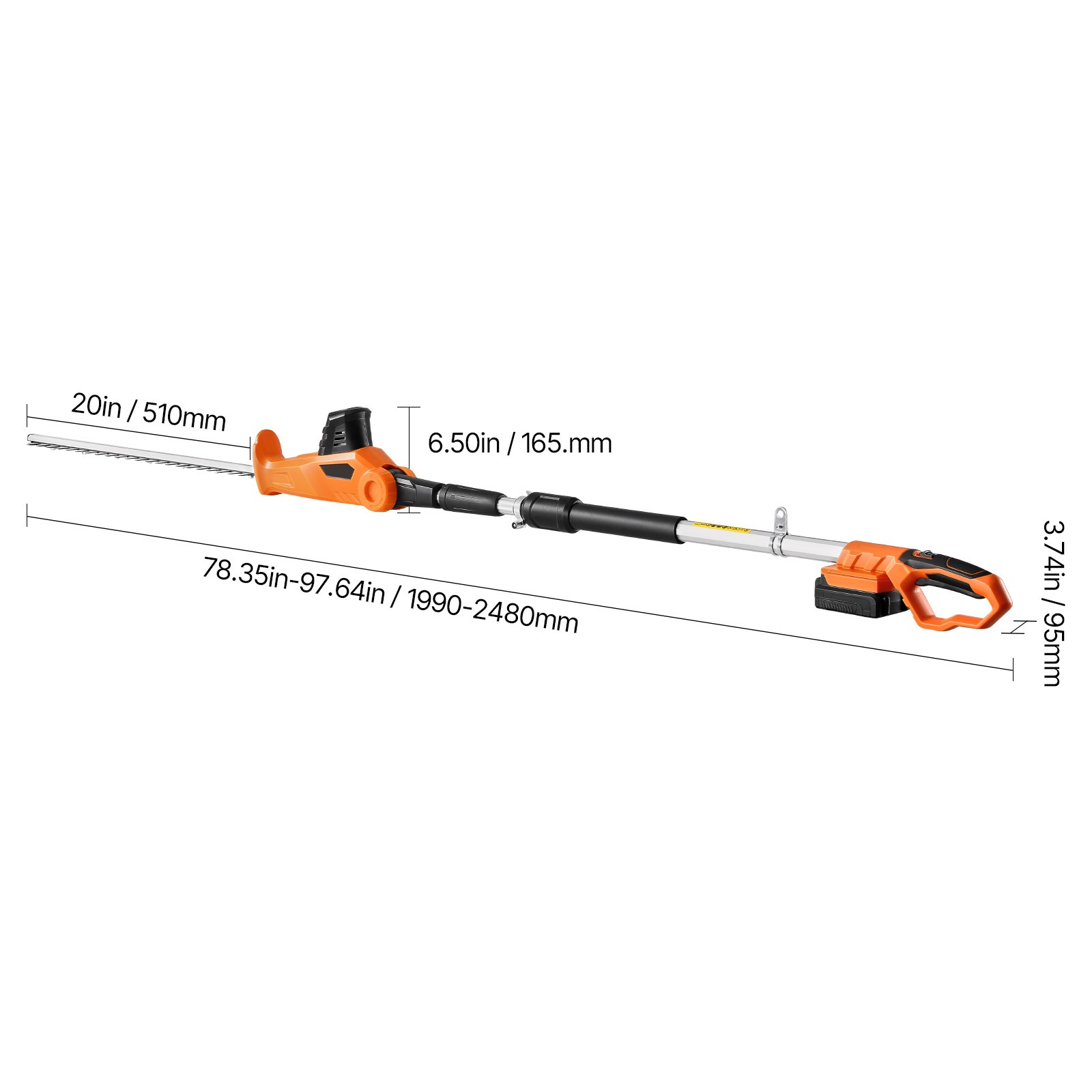 Electric Hedge Trimmer 20V 1200RMP with 20in Blade Extendable Trimmer