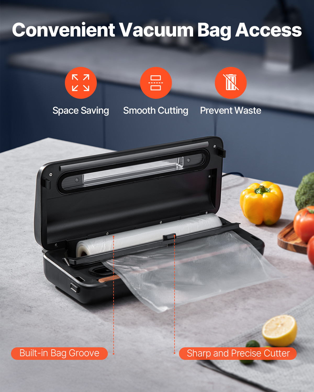 VEVOR 7-in-1 Vacuum Sealer Machine Fast-Compact Automatic Food Saver Bags & Roll