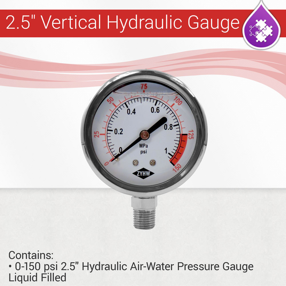 0-150 psi 2.5″ Hydraulic / Air / Water Pressure Gauge Liquid oil Filled 1/4″ NPT