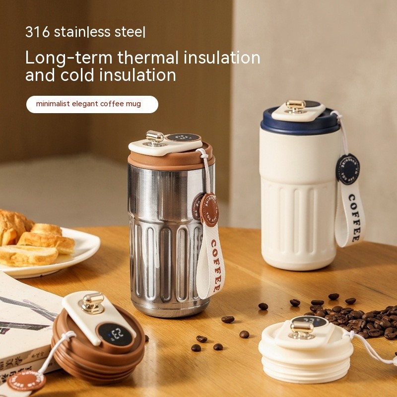 Smart Digital Thermal Bottle Portable Coffee Mug Stainless Steel Water Bottle In