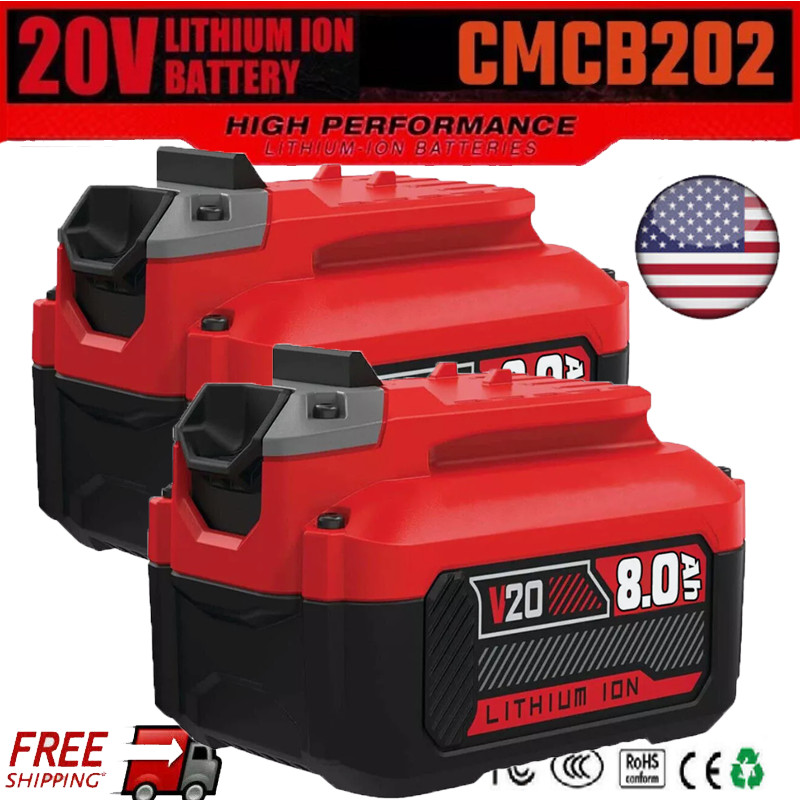 2 PACK For CRAFTSMAN CMCB204 20V 8.0Ah Battery V20 20 Volts Lithium-ion Battery